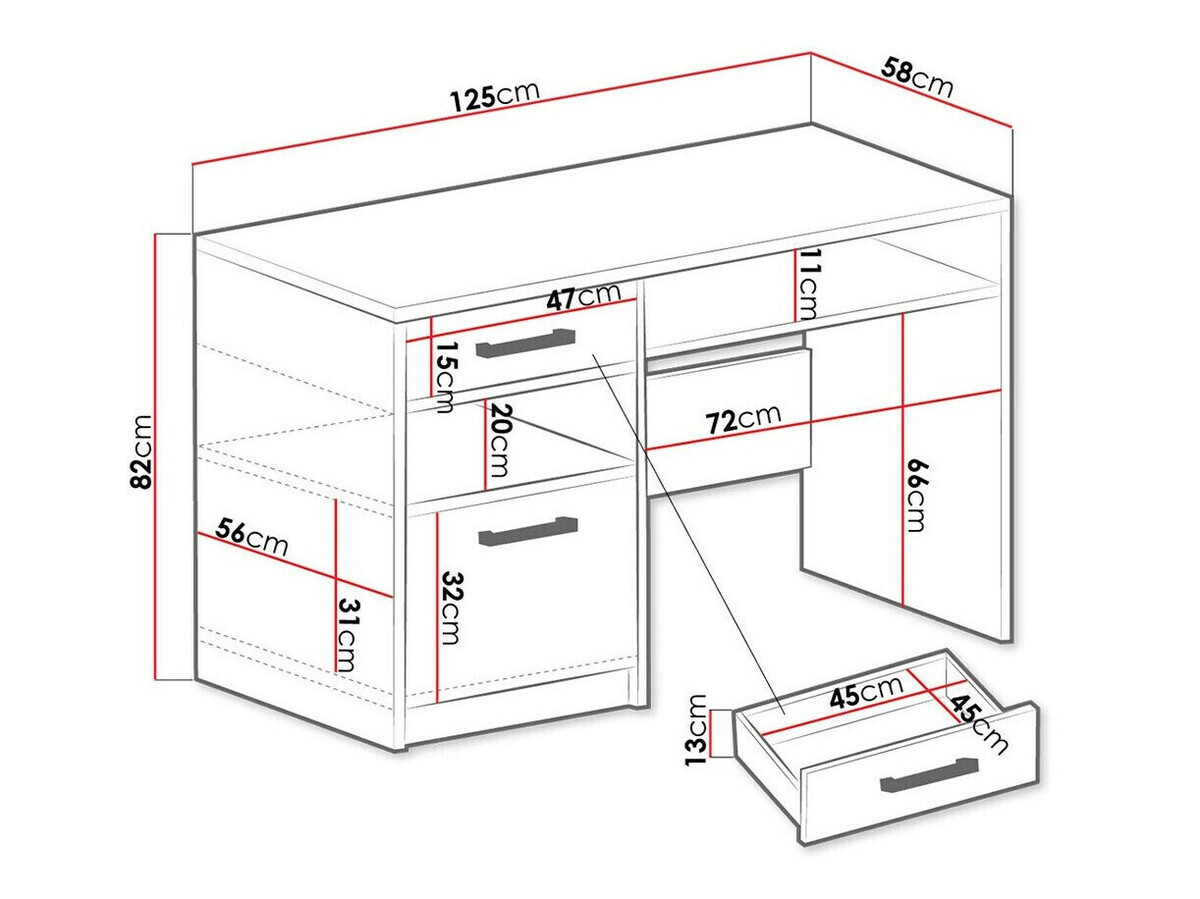 Työpöytä Dortivu 158 (Valkoinen)