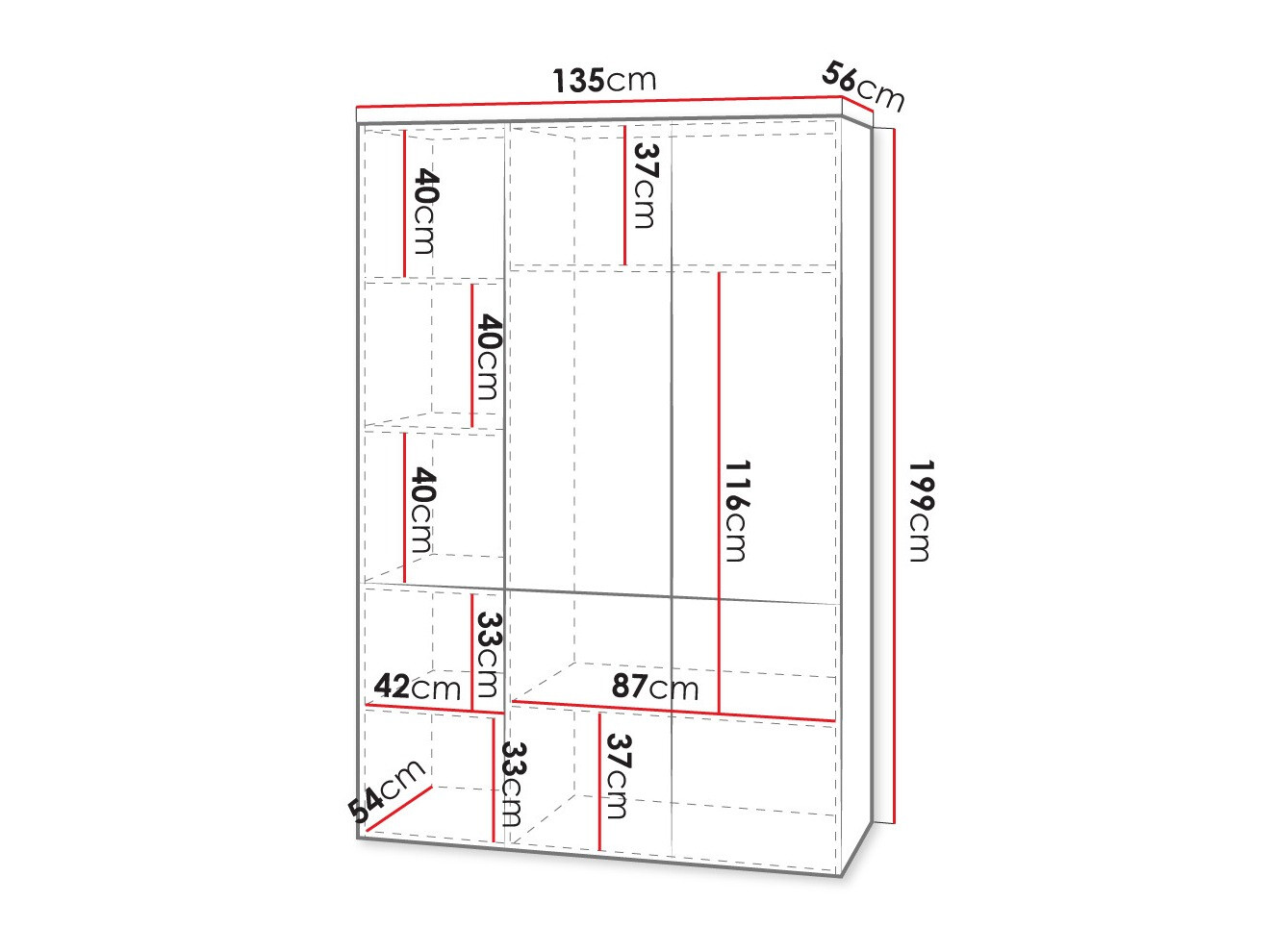Vaatekaappi Dicto I (Valkoinen)