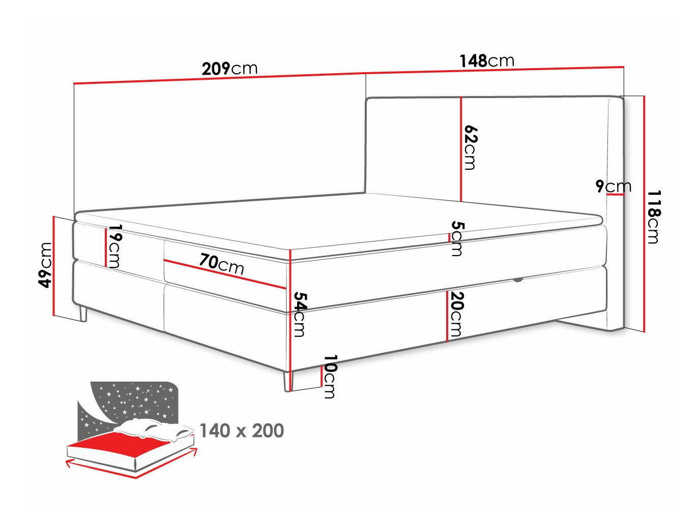 Jenkkisänky ComfiDream Miraara (Poso 100 + Paros 01)