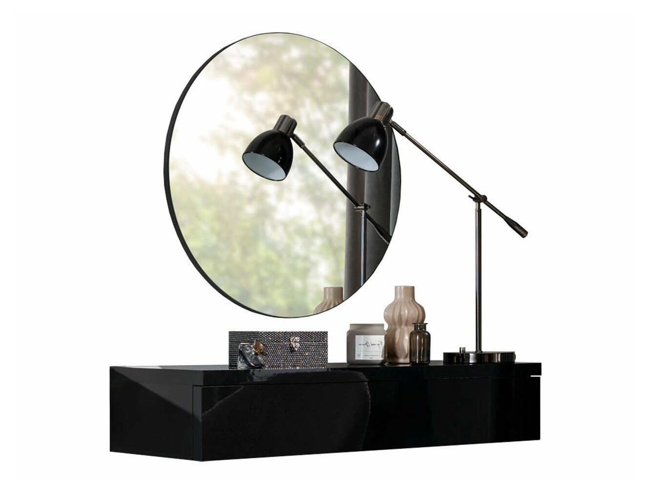 Kampauspöytä Delpher I (Musta + Kiiltävä musta)