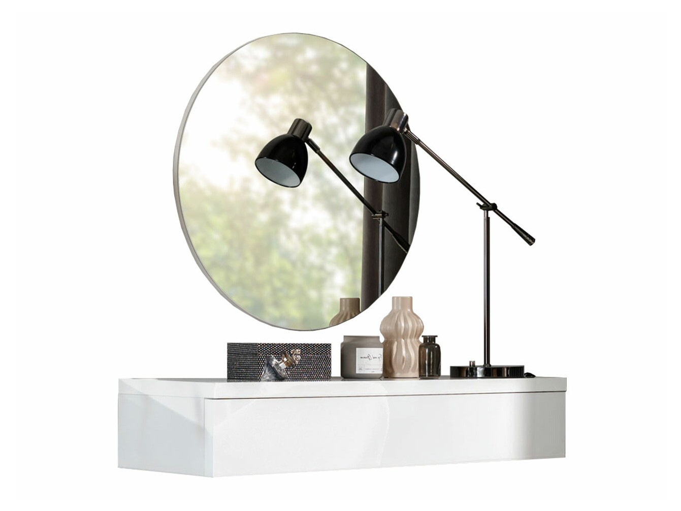 Kampauspöytä Delpher I (Valkoinen + Kiiltävä valkoinen)