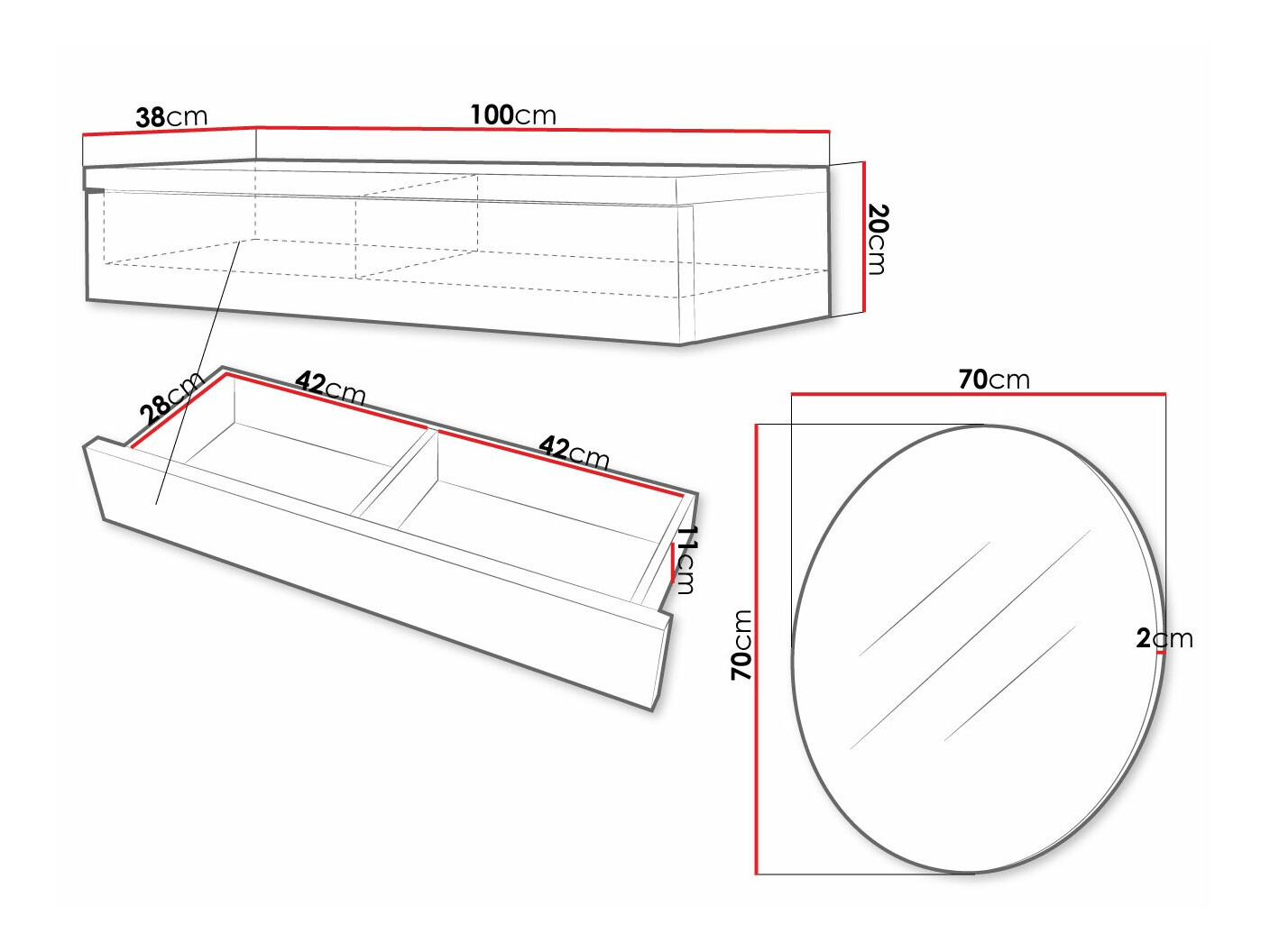 Kampauspöytä Delpher I (Valkoinen + Kiiltävä valkoinen)