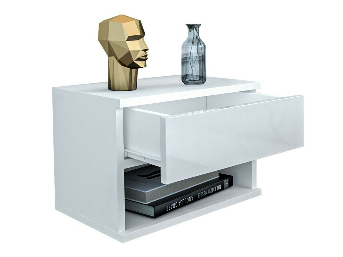 Yöpöytä Papilix (Valkoinen + Kiiltävä valkoinen)