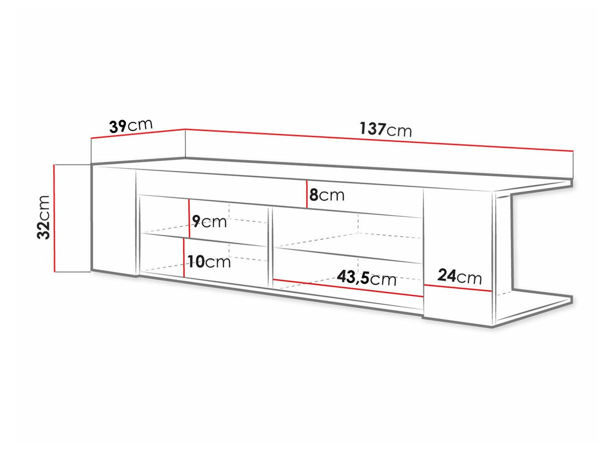 TV-taso Ver (Musta + Kiiltävä musta)