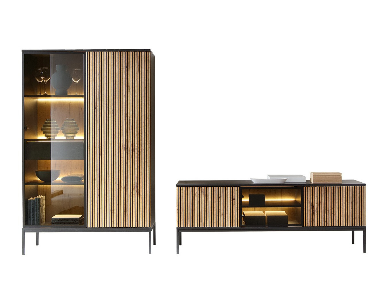 Olohuonesetti Soferi 114 (Musta + Wotan tammi)