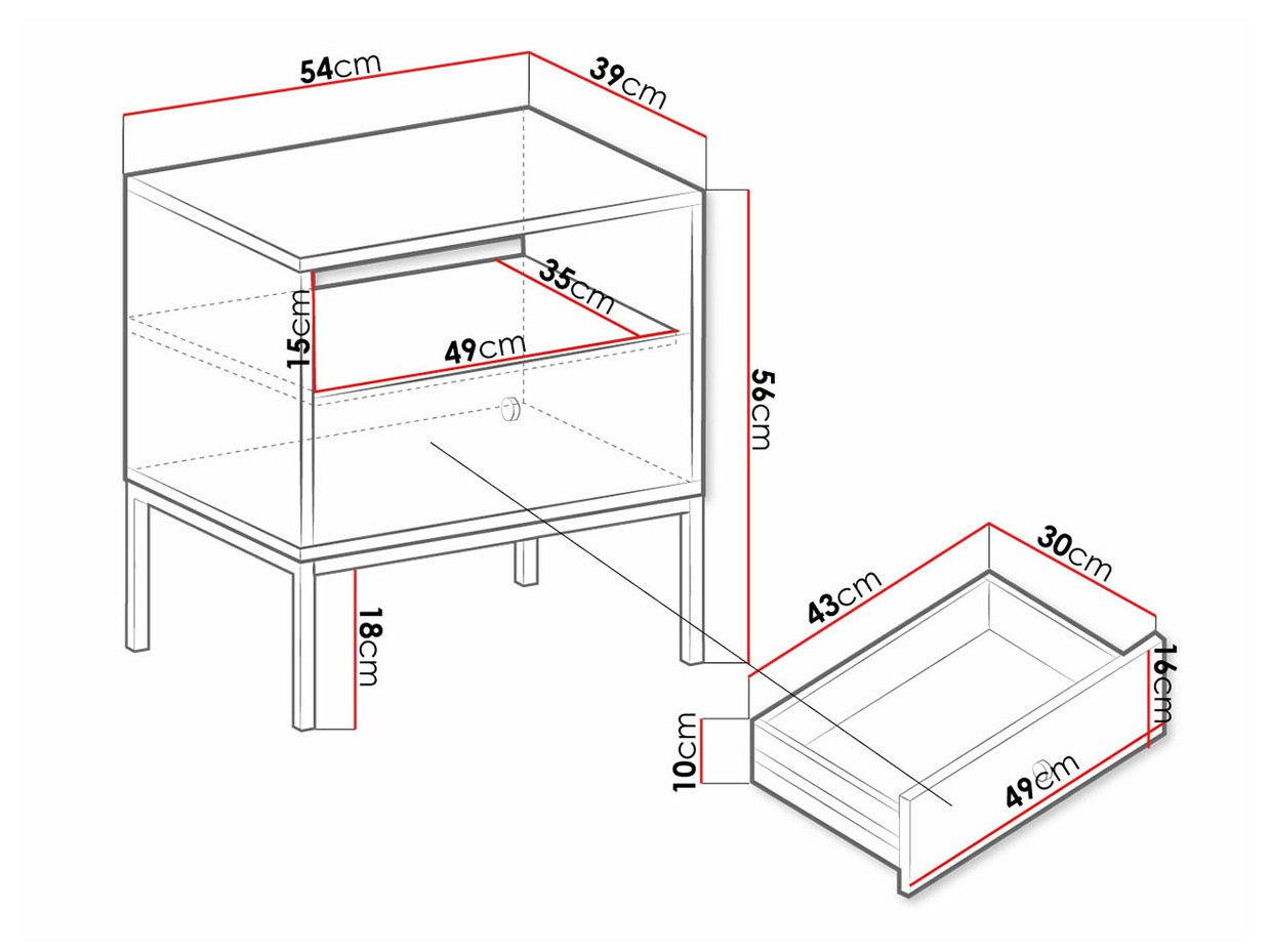 Yöpöytä Formis (Valkoinen)