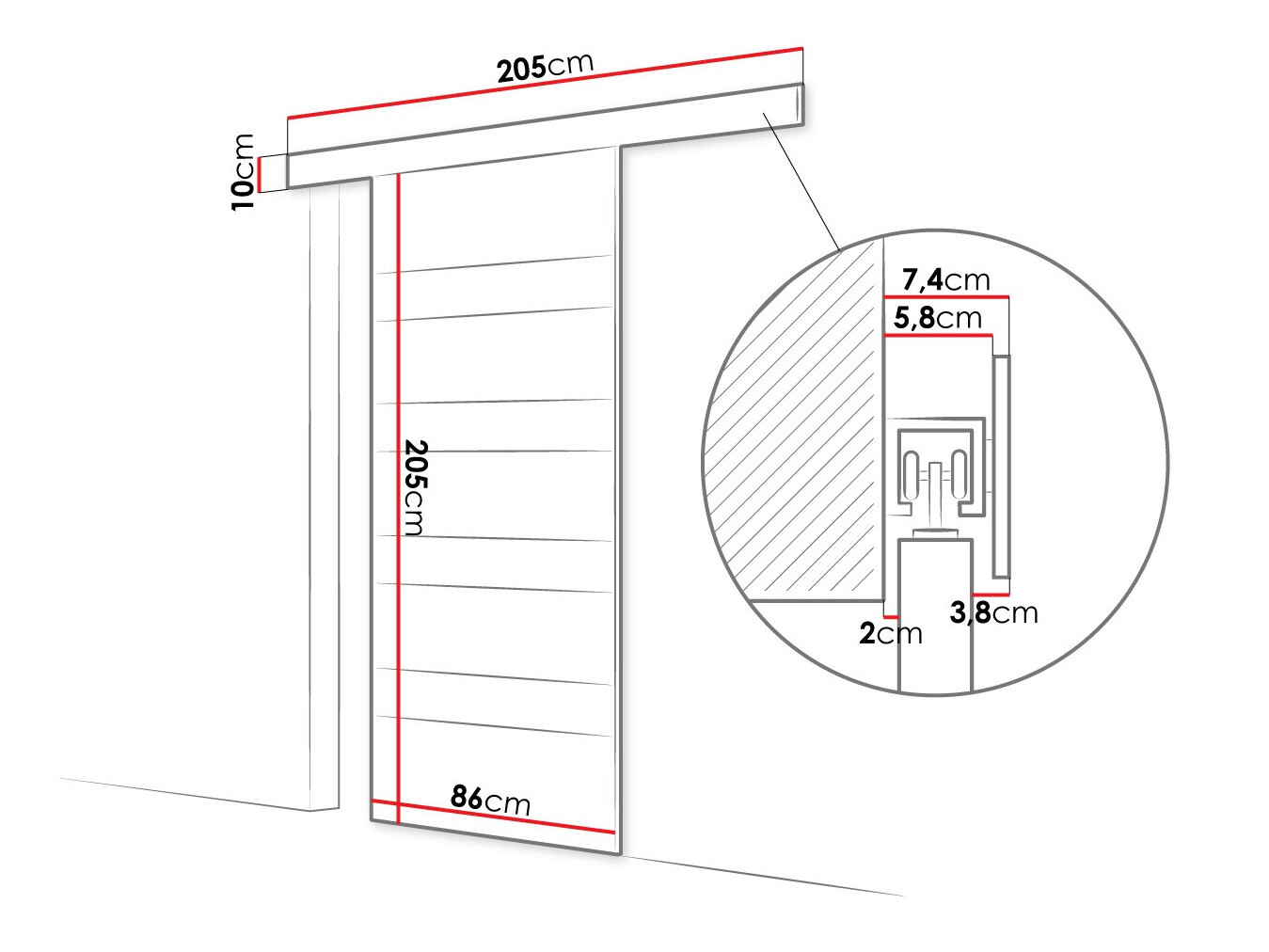 Liukuovi Closico Materia V (Valkoinen + Musta)