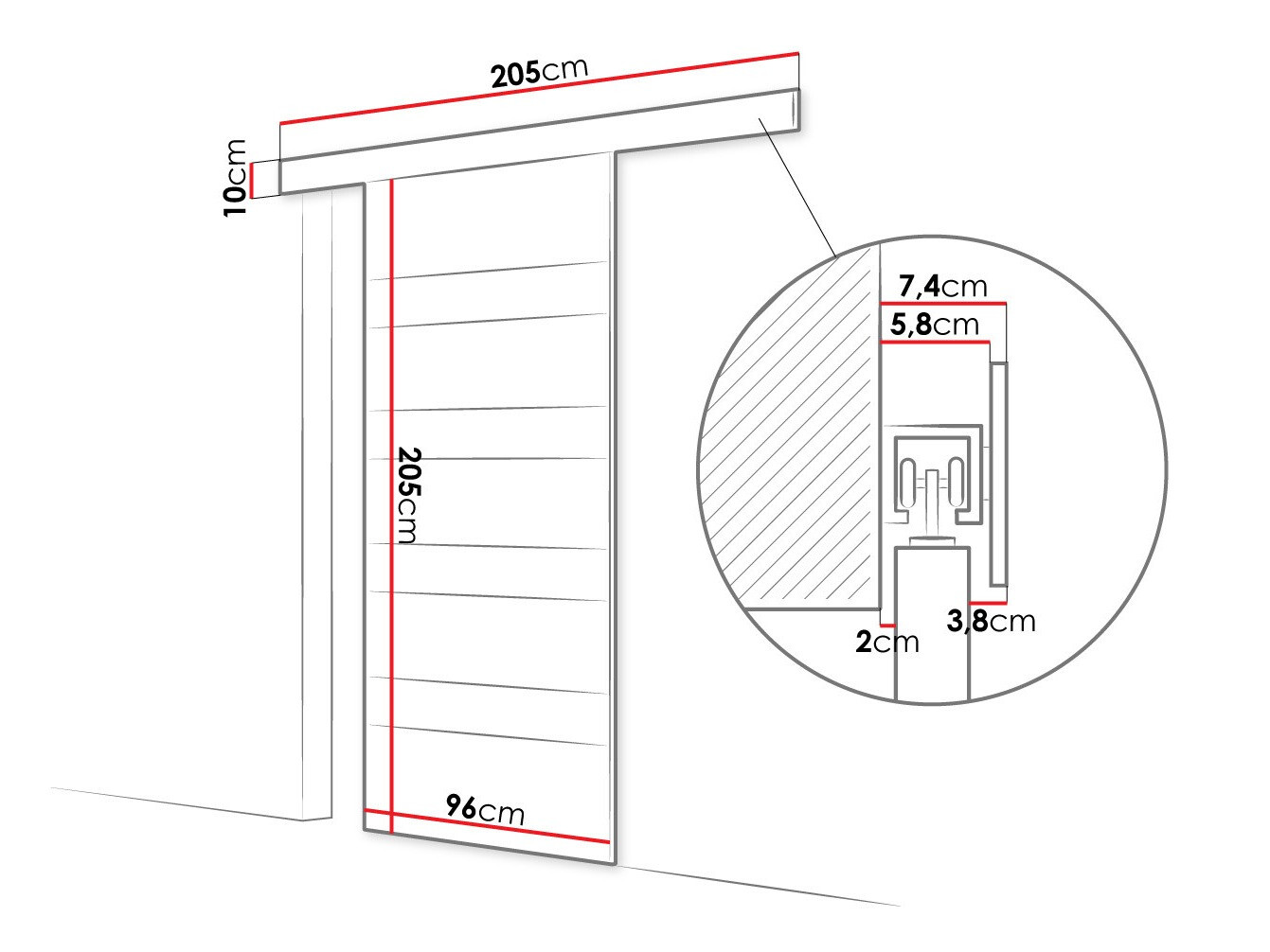 Liukuovi Closico Portalis V (Valkoinen)