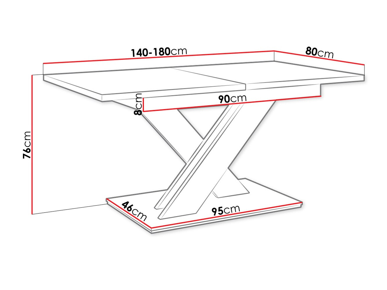 Pöytä Decium (Kiiltävä valkoinen)
