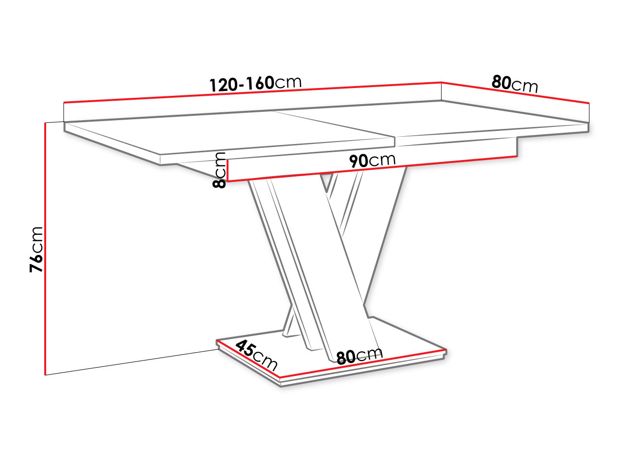 Pöytä Musus (Kiiltävä valkoinen)