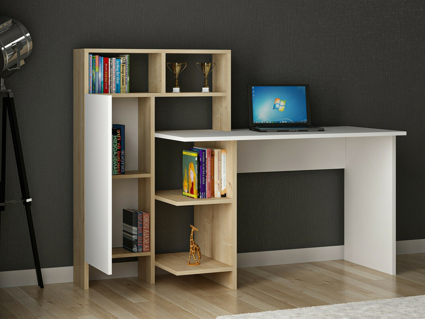 Työpöytä Kailua 594 (Valkoinen + Tammi)