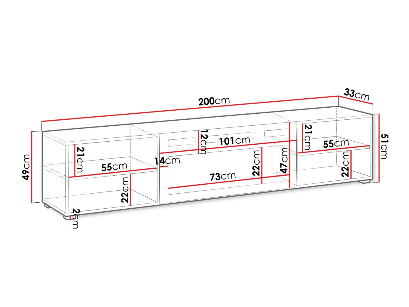 TV-taso Charlotte 191 (Valkoinen + Musta)