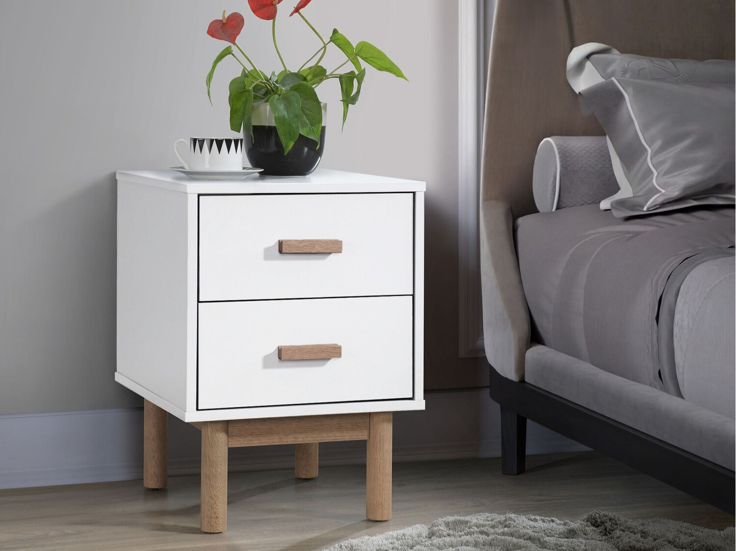 Yöpöytä Nolcalu 102 (Valkoinen + Tammi)