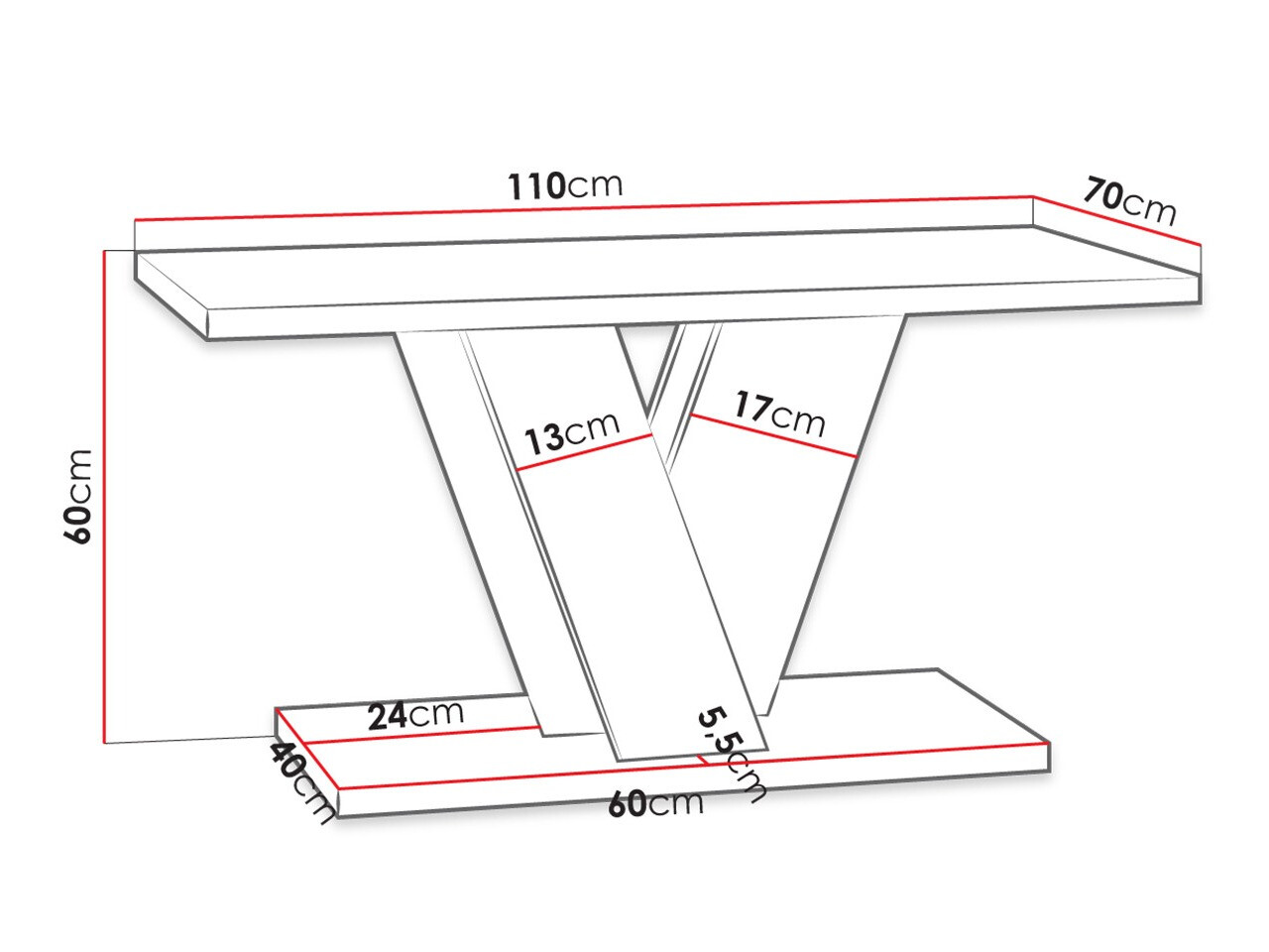 Sohvapöytä Goodyear 128 (Artisaanitammi + Musta)