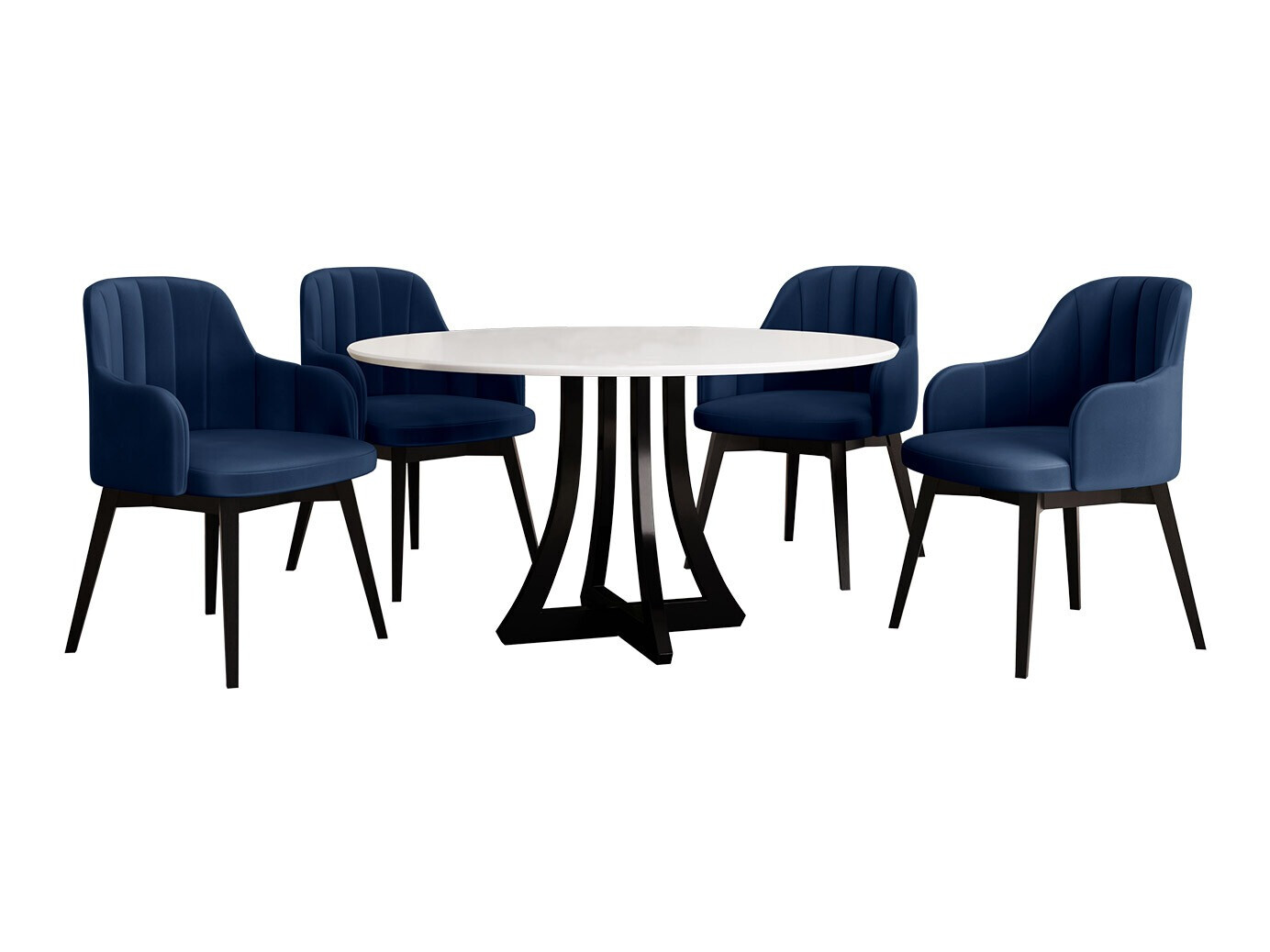 Ruokailuryhmä Racine 137 (Kiiltävä valkoinen + Kiiltävä musta)