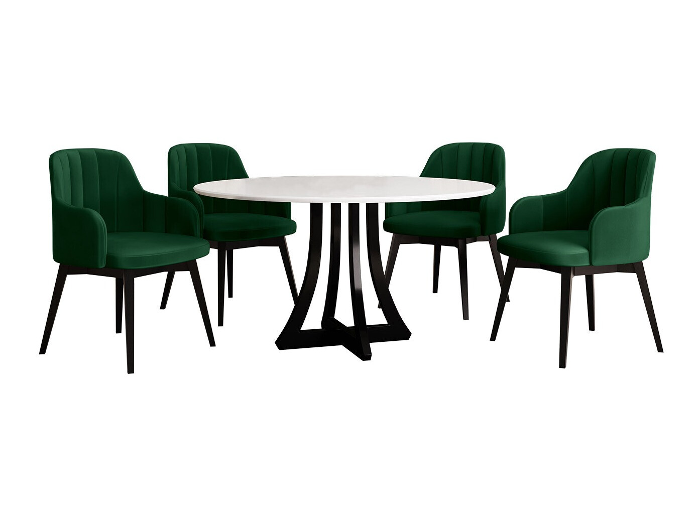 Ruokailuryhmä Racine 137 (Kiiltävä valkoinen + Kiiltävä musta)