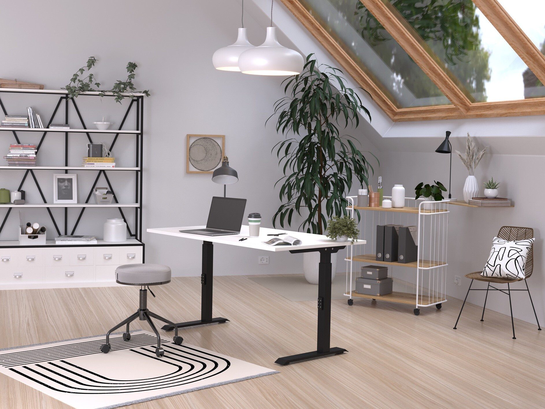 Työpöytä Sacramento 419 (Valkoinen + Musta)