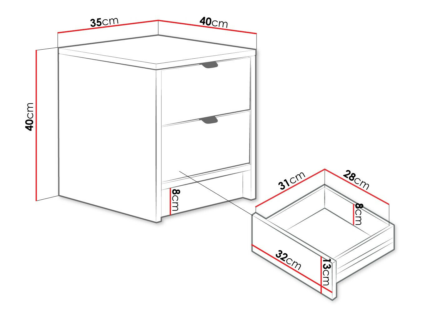 Yöpöytä Comfivo Papilio (Valkoinen)