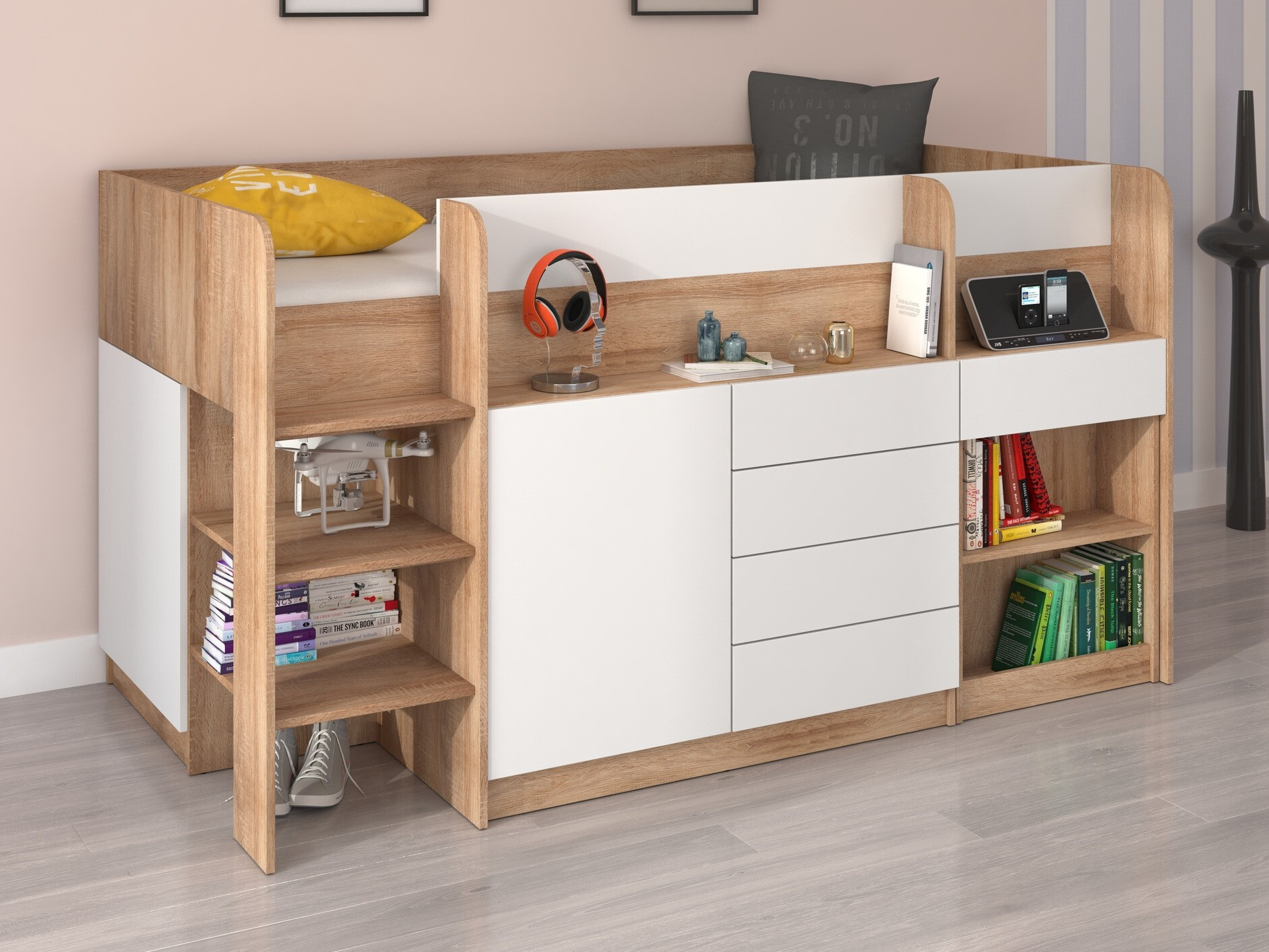 Parvisänky Gilroy 116 (Sonoma-tammi + Valkoinen)