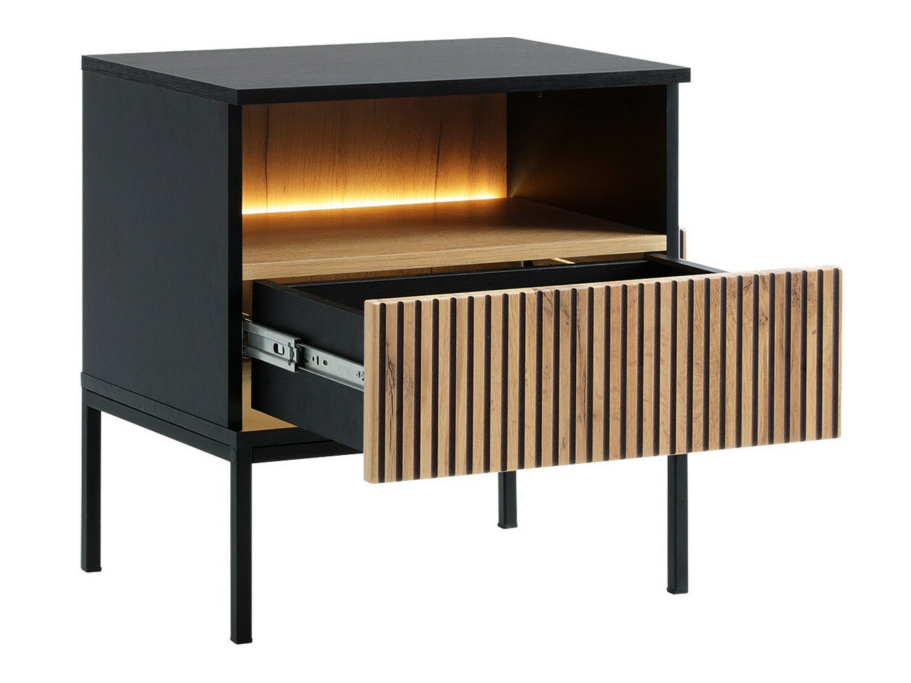 Yöpöytä Manal (Musta + Wotan tammi)