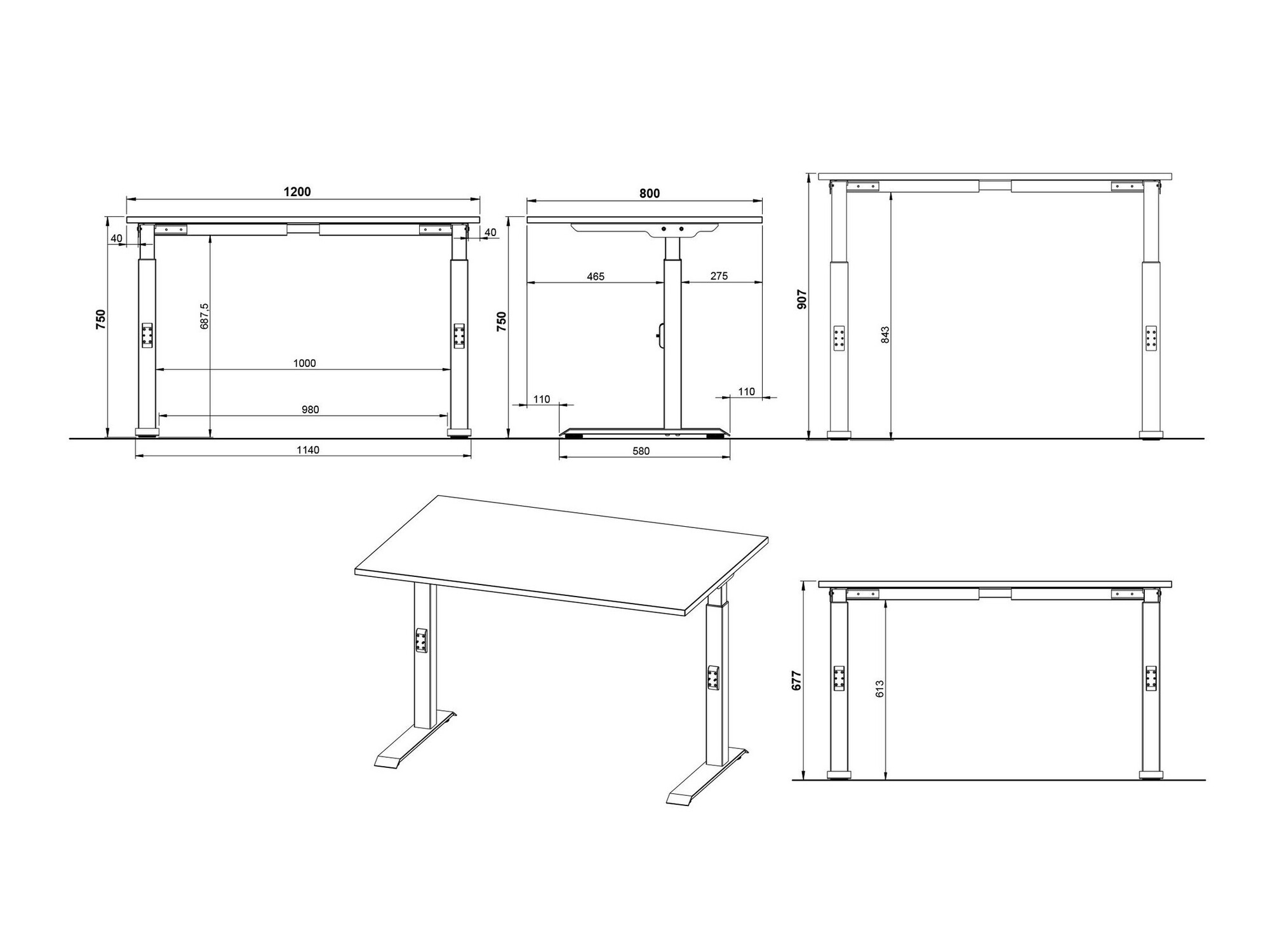 Työpöytä Sacramento 420 (Harmaa + Musta)