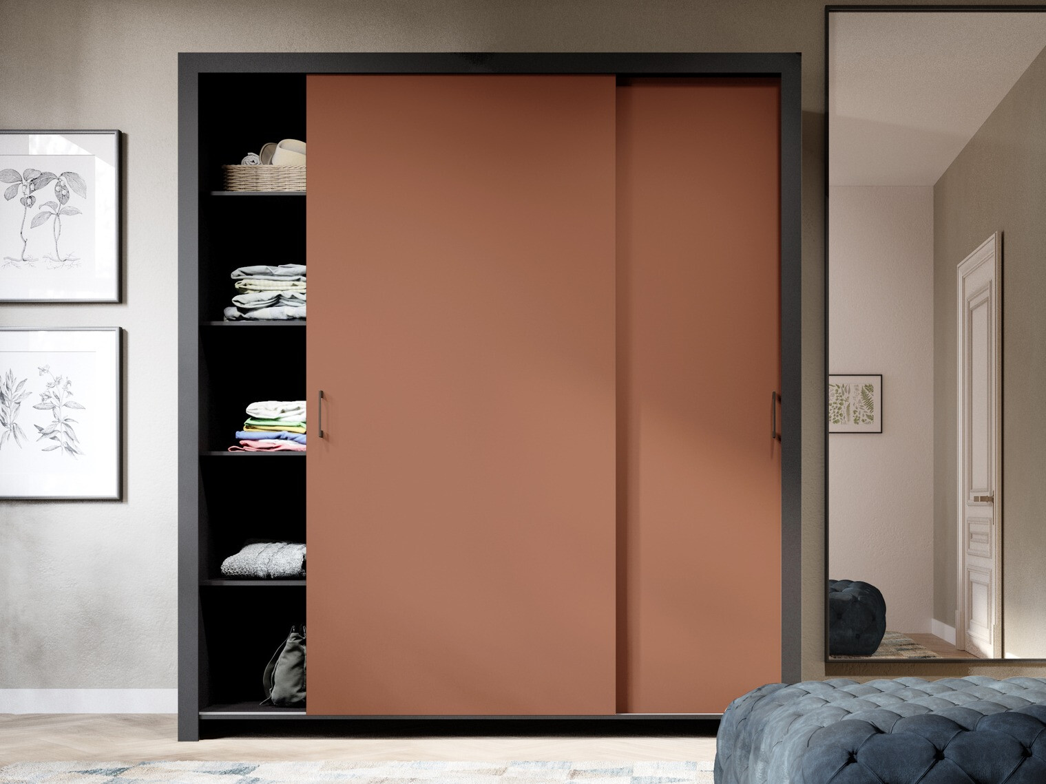 Vaatekaappi Murrieta 192 (Musta + Ruskea)