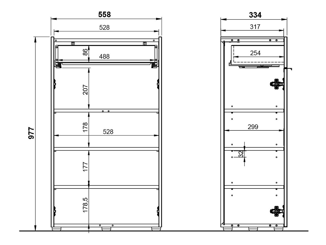 Pystymallinen kylpyhuonekaappi Ventei 102 (Valkoinen + Navarra tammi)