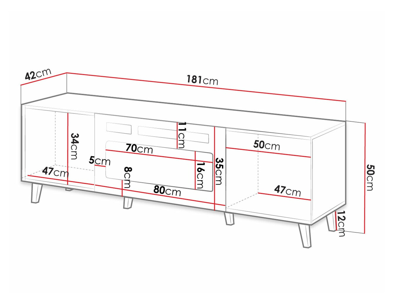 TV-taso Levmari 106 (Valkoinen + Musta)