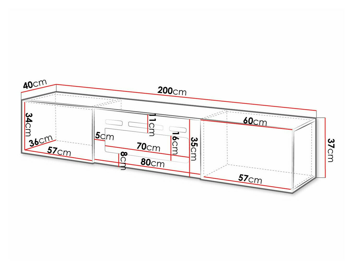 TV-taso Charlotte 162 (Valkoinen + Kiiltävä valkoinen)