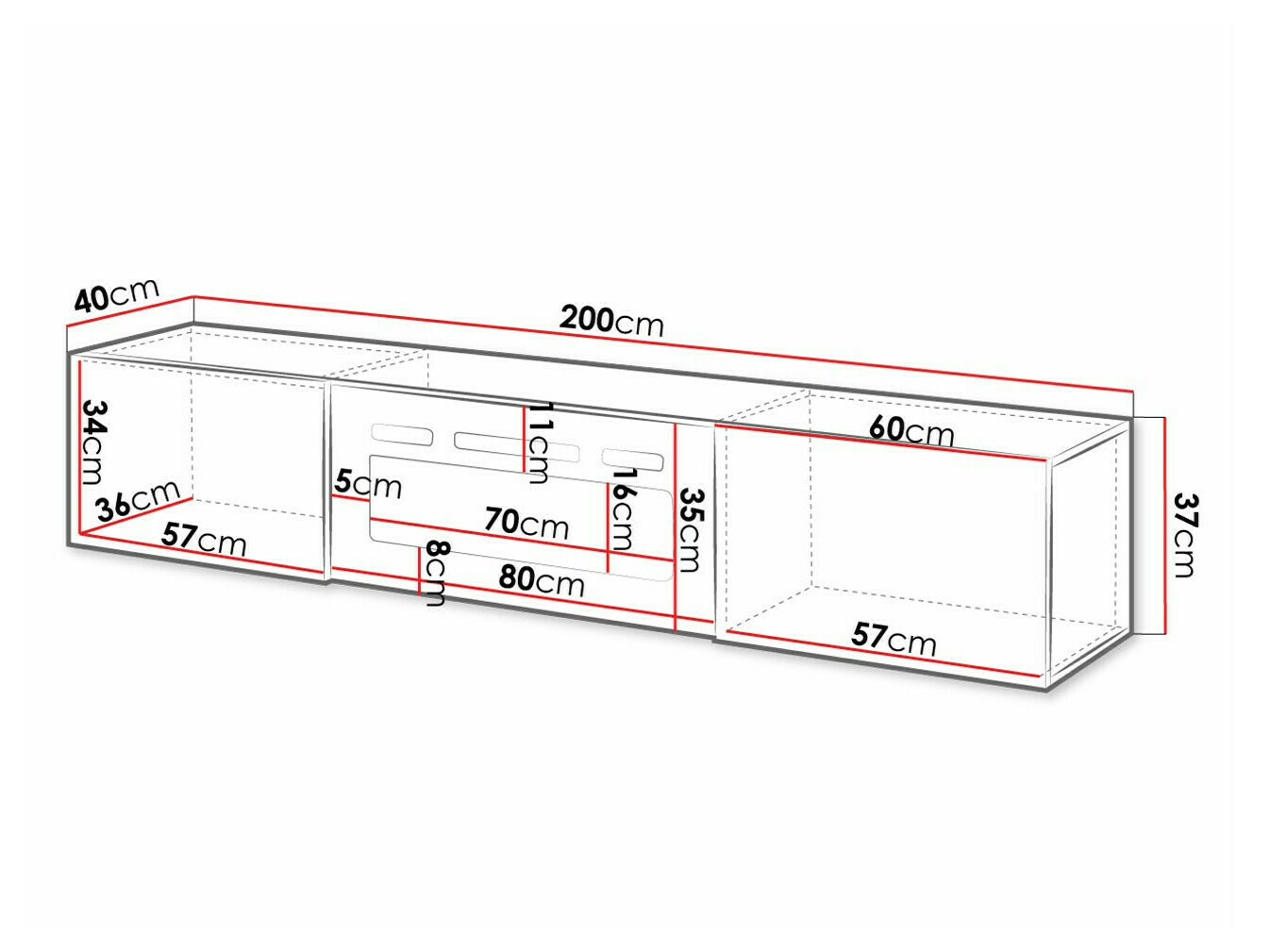 TV-taso Imago I (Valkoinen + Kiiltävä valkoinen)
