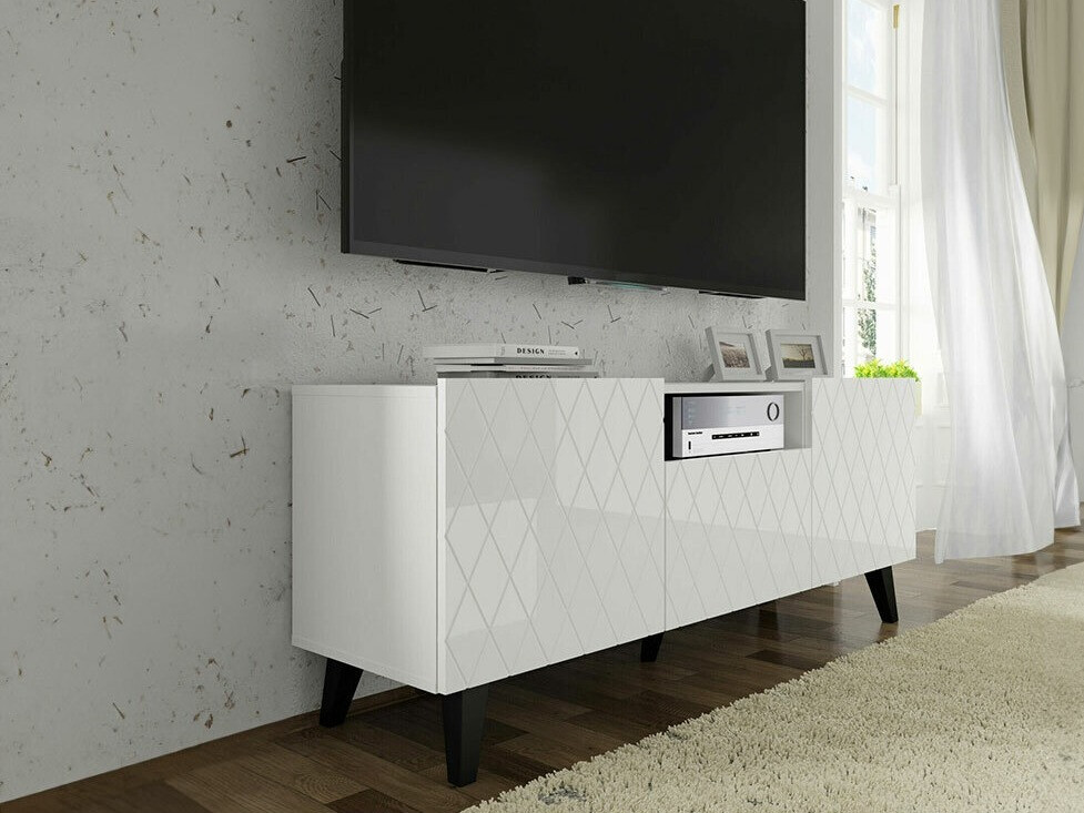 TV-taso Melmoro 105 (Kiiltävä valkoinen + Musta)