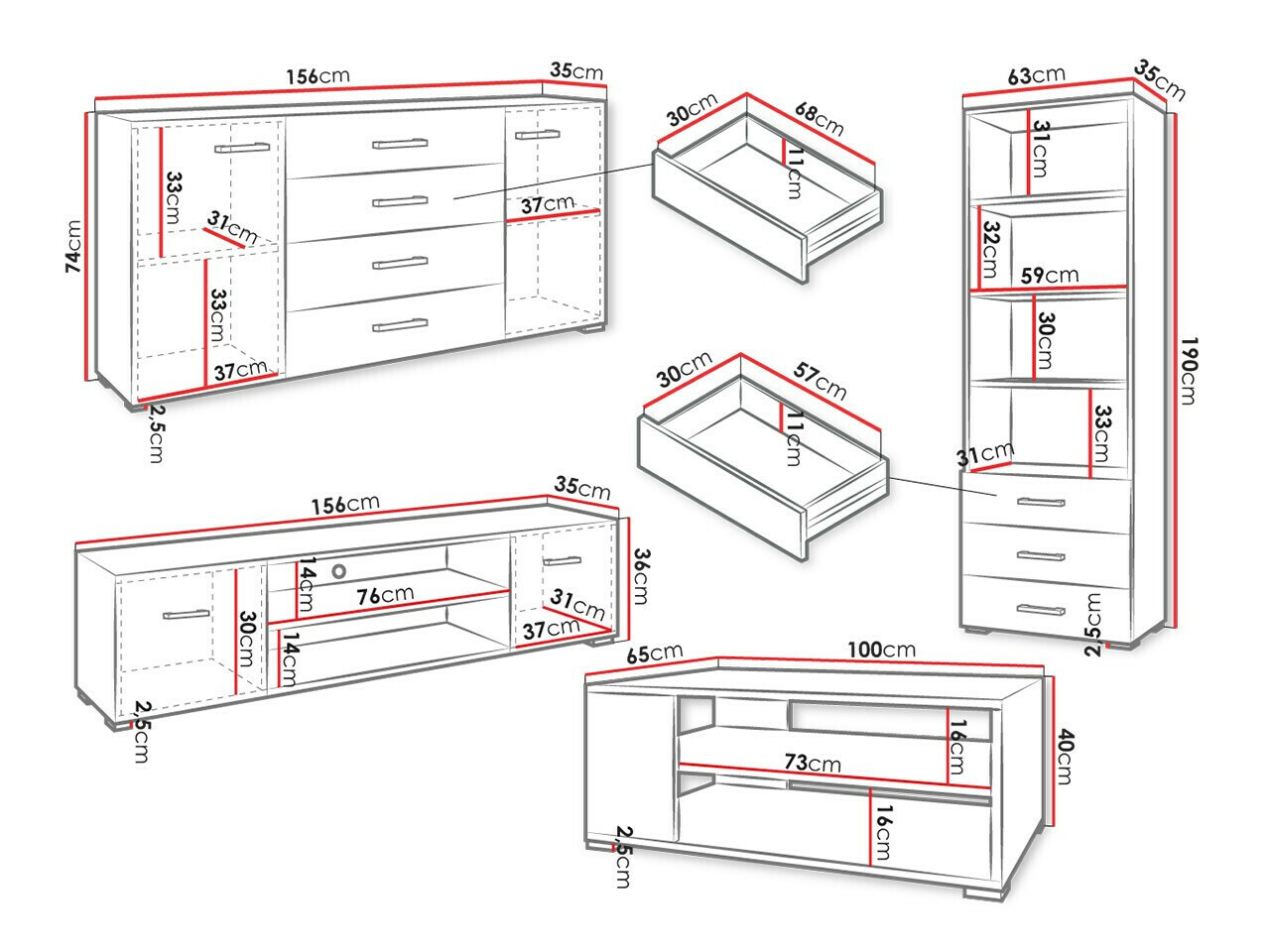 Olohuonesetti Comfivo Casus I