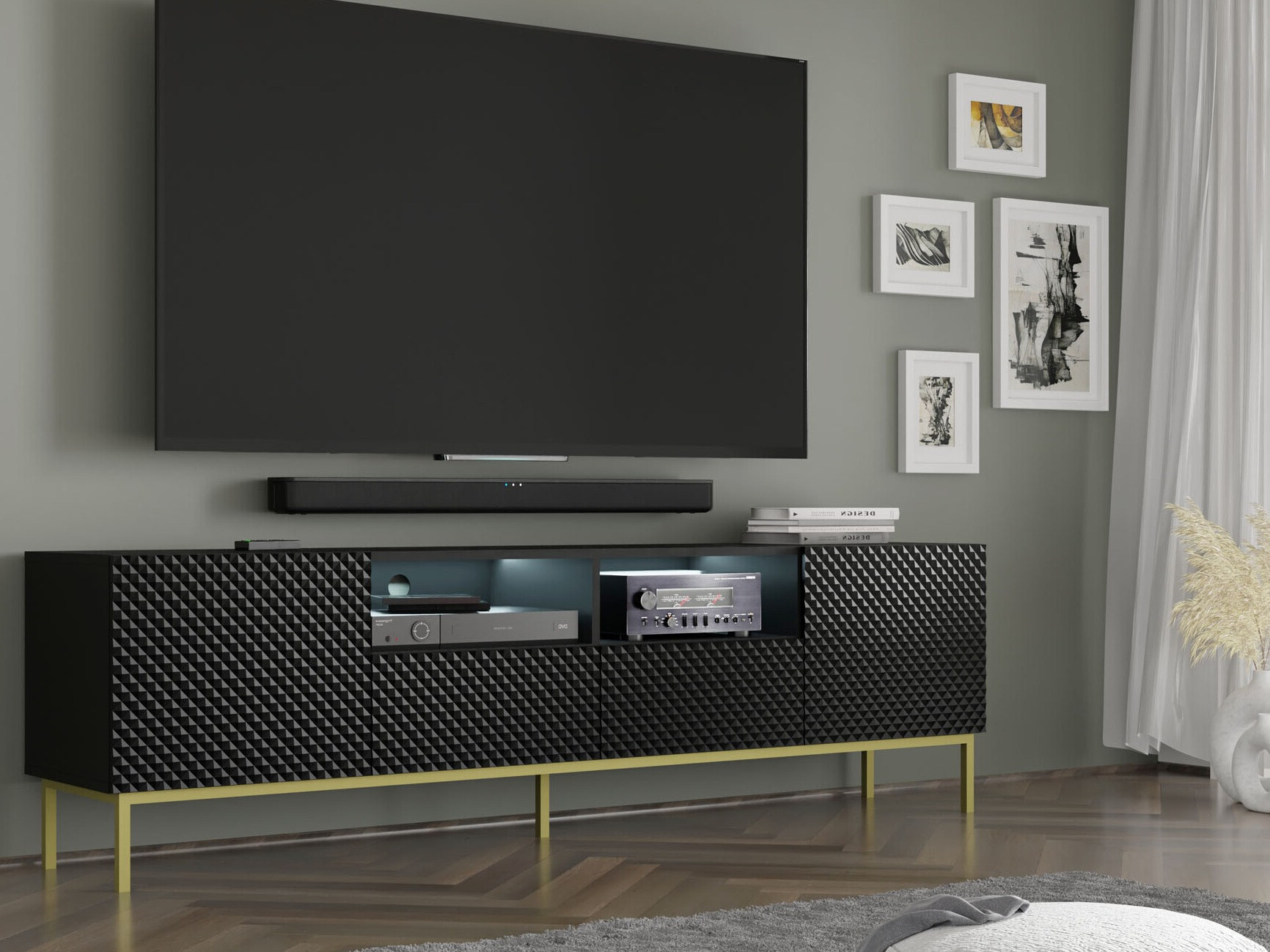 TV-taso Buffalo 158 (Musta + Kiiltävä musta)