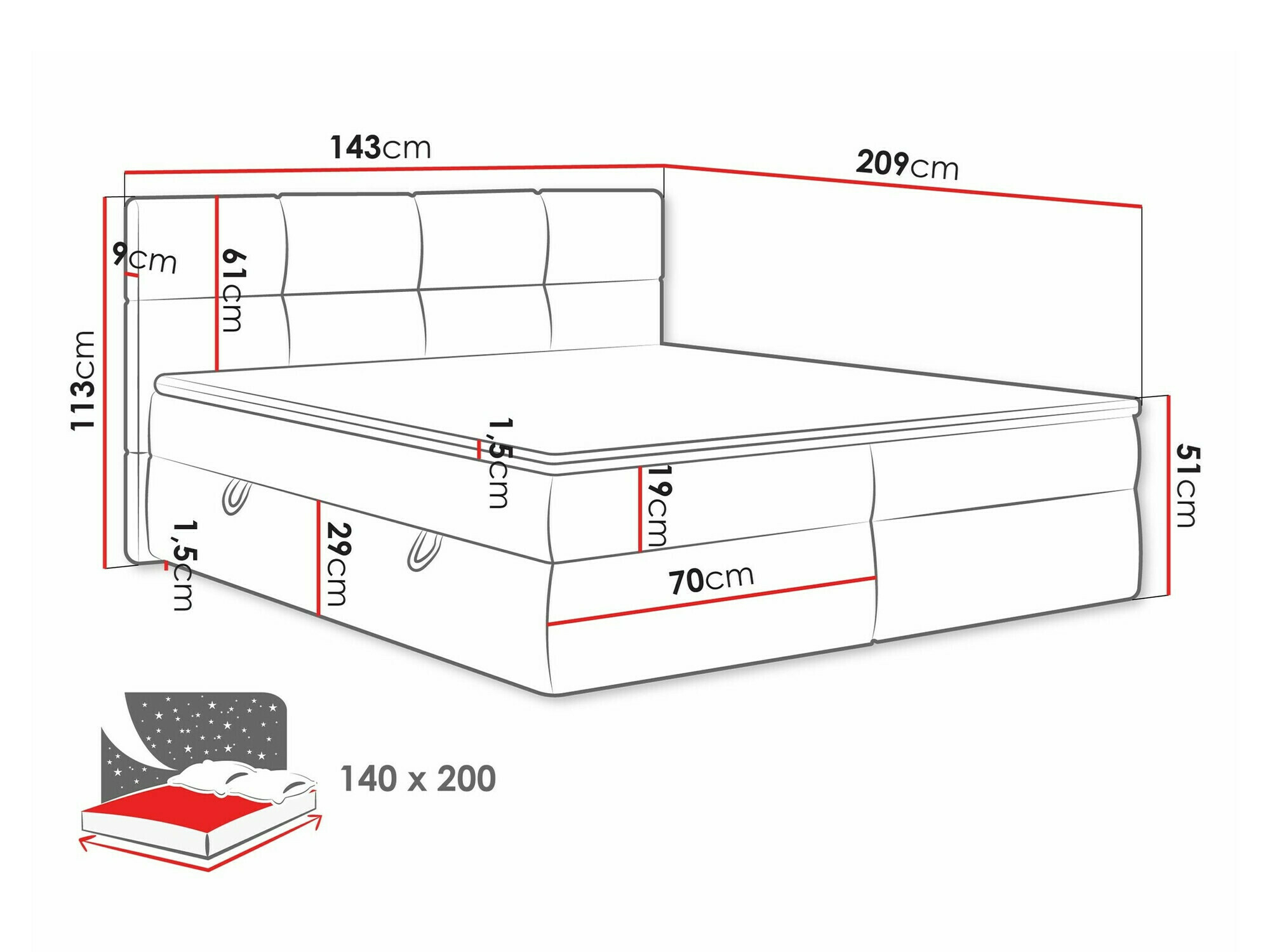 Jenkkisänky ComfiDream Nivina (Curio 11)