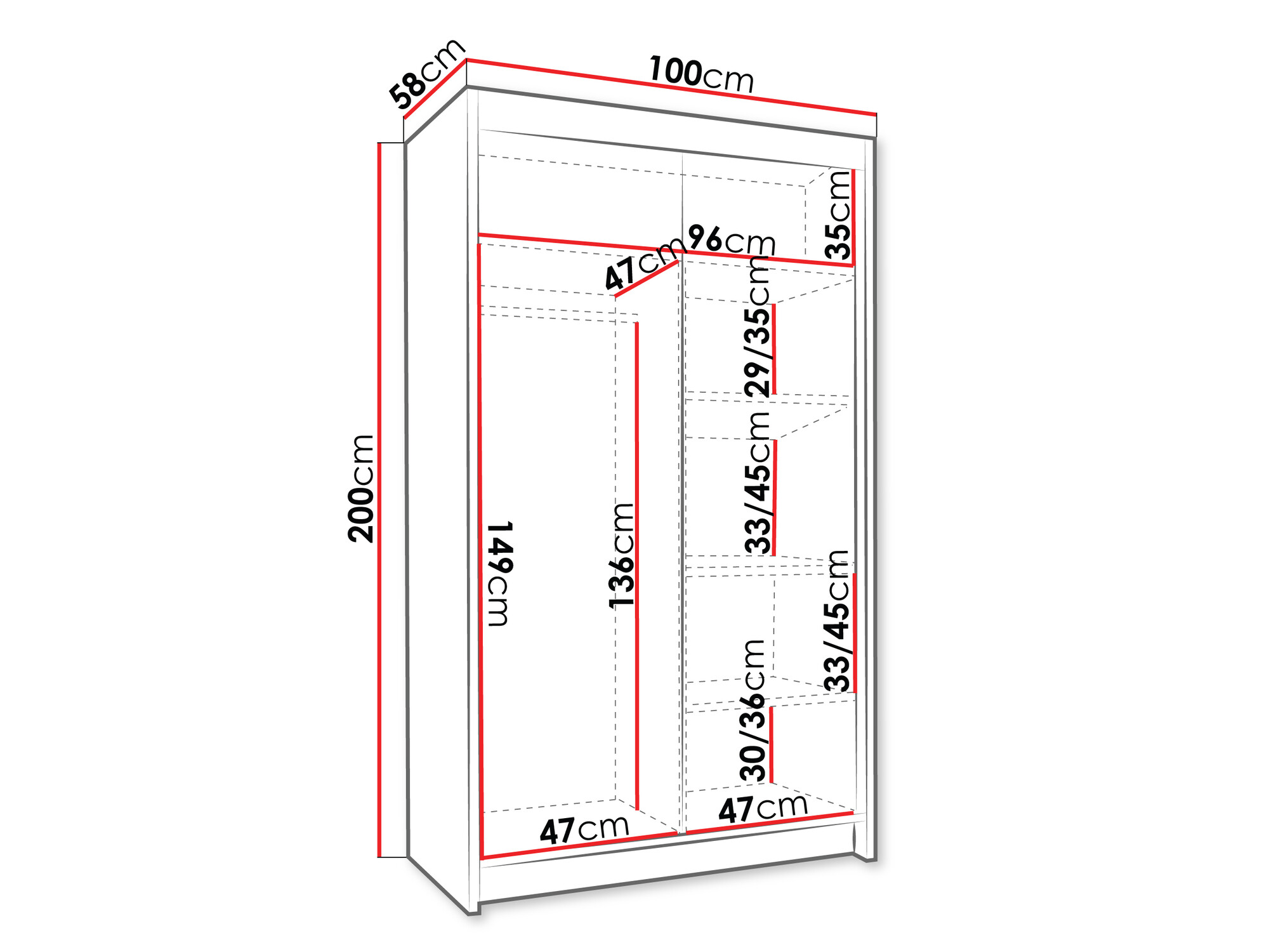 Vaatekaappi Closico Corden III (Valkoinen)