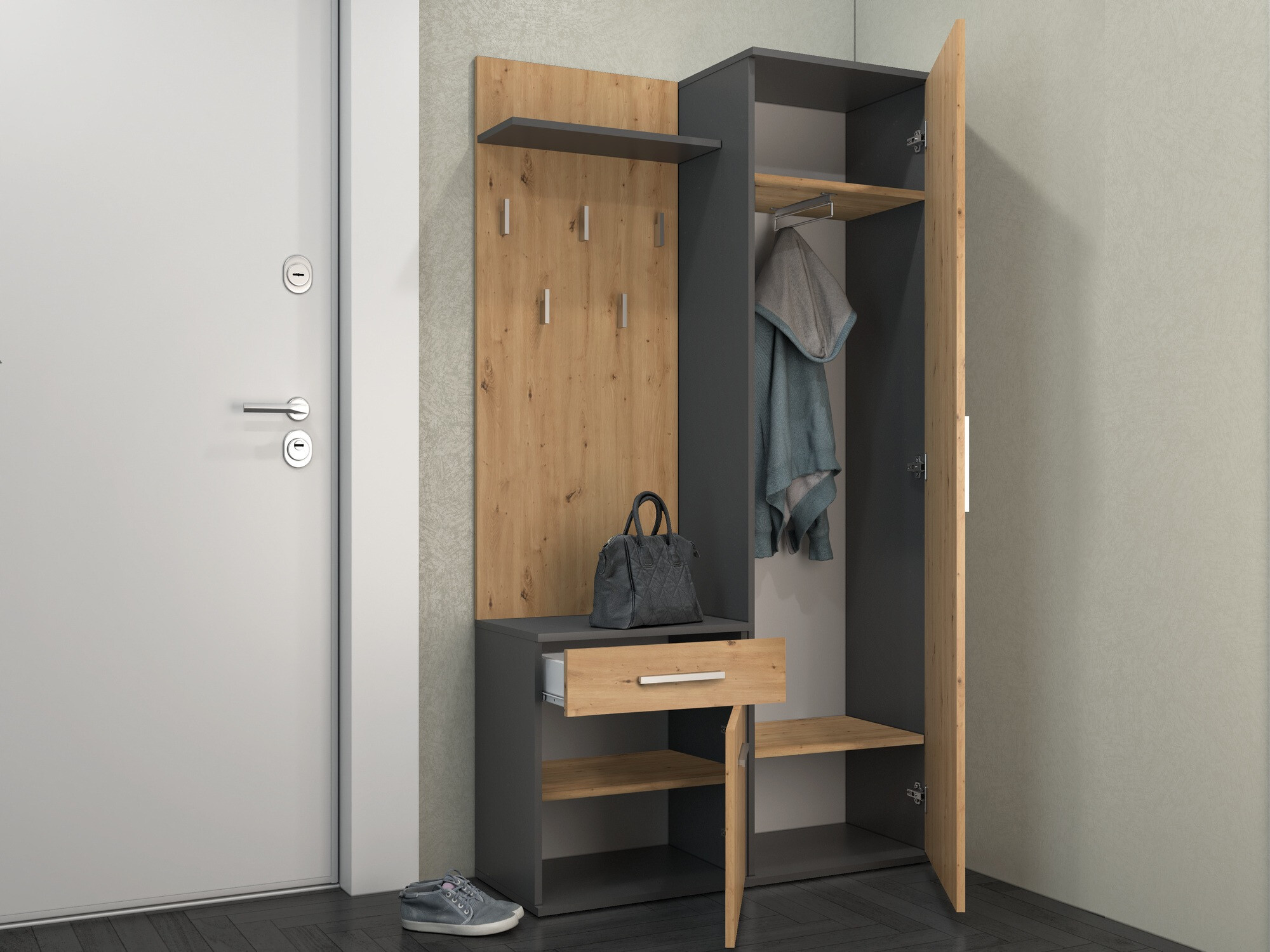 Eteissetti Mandeville 126 (Artisaanitammi + Antrasiitti)