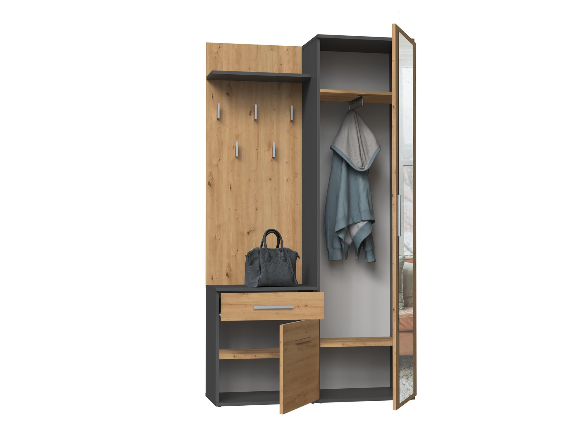 Eteissetti Mandeville 126 (Artisaanitammi + Antrasiitti)