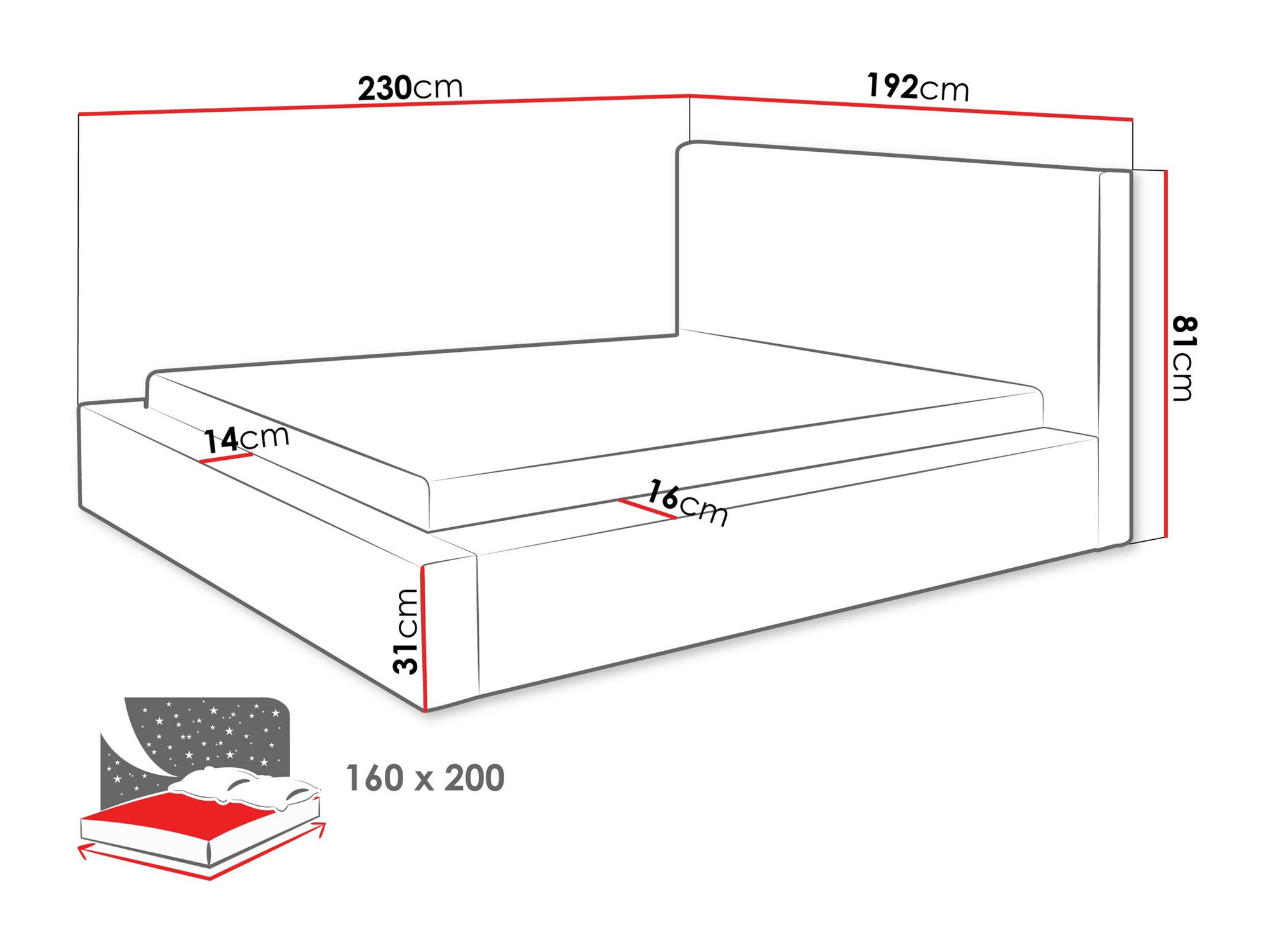 Sänky TrendyNest Cervara (Top 90)