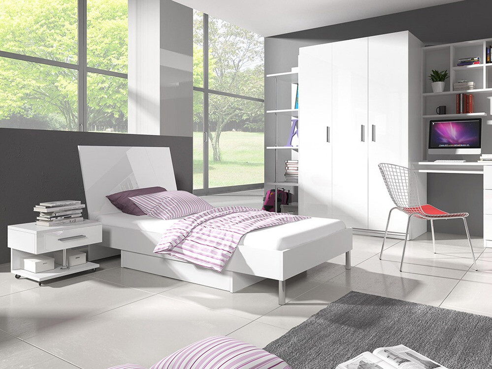 Yöpöytä Campus (Valkoinen + Kiiltävä valkoinen)