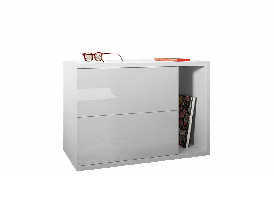 Yöpöytä Hederos (Valkoinen + Kiiltävä valkoinen)