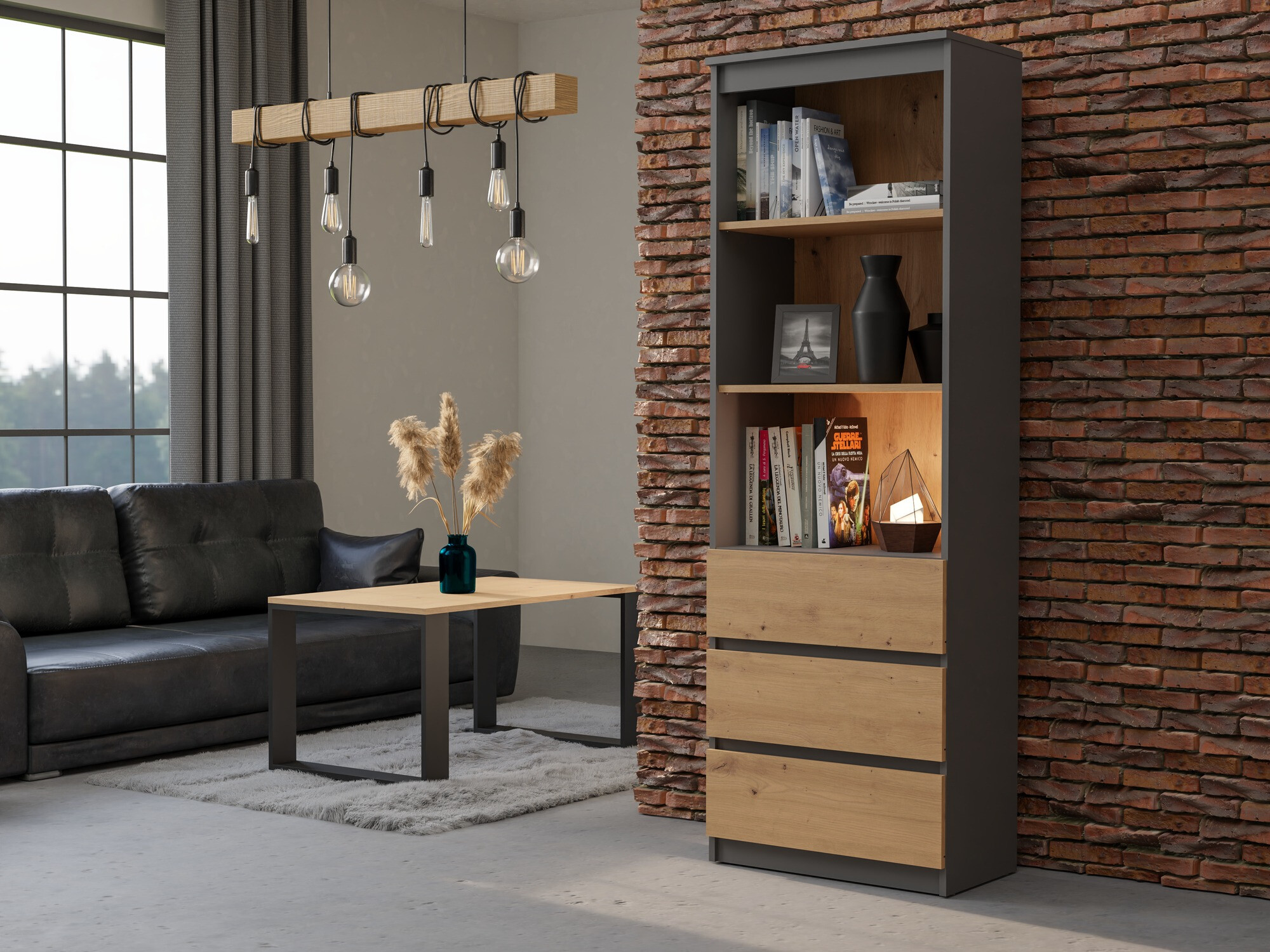 Hylly Mandeville 246 (Antrasiitti + Artisaanitammi)