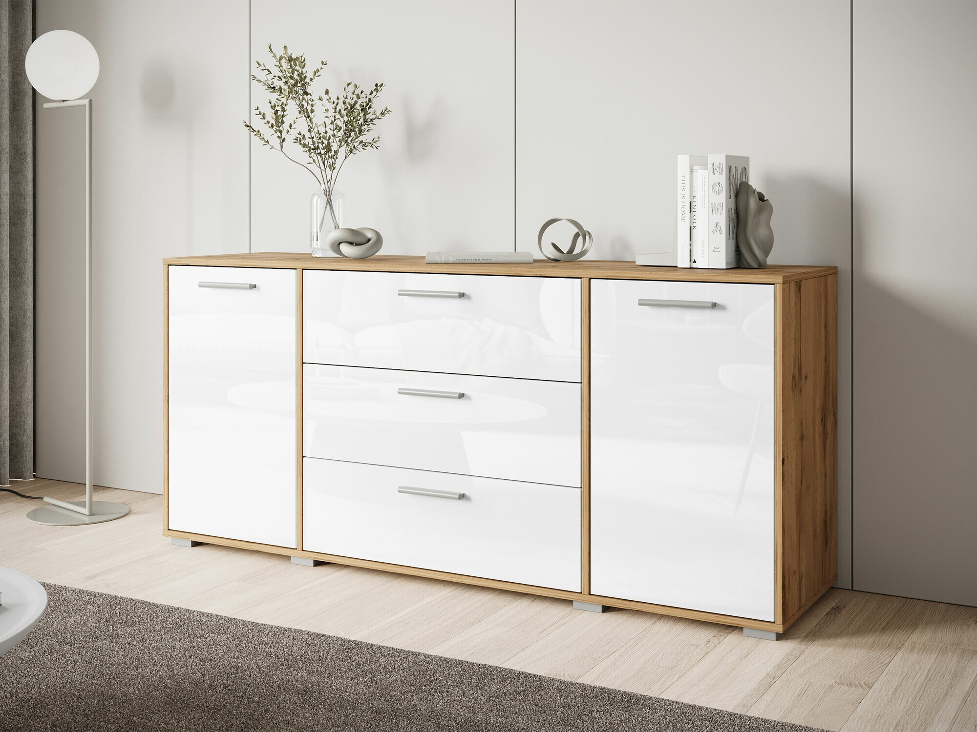 Lipasto Sarasota 174 (Wotan tammi + Kiiltävä valkoinen)