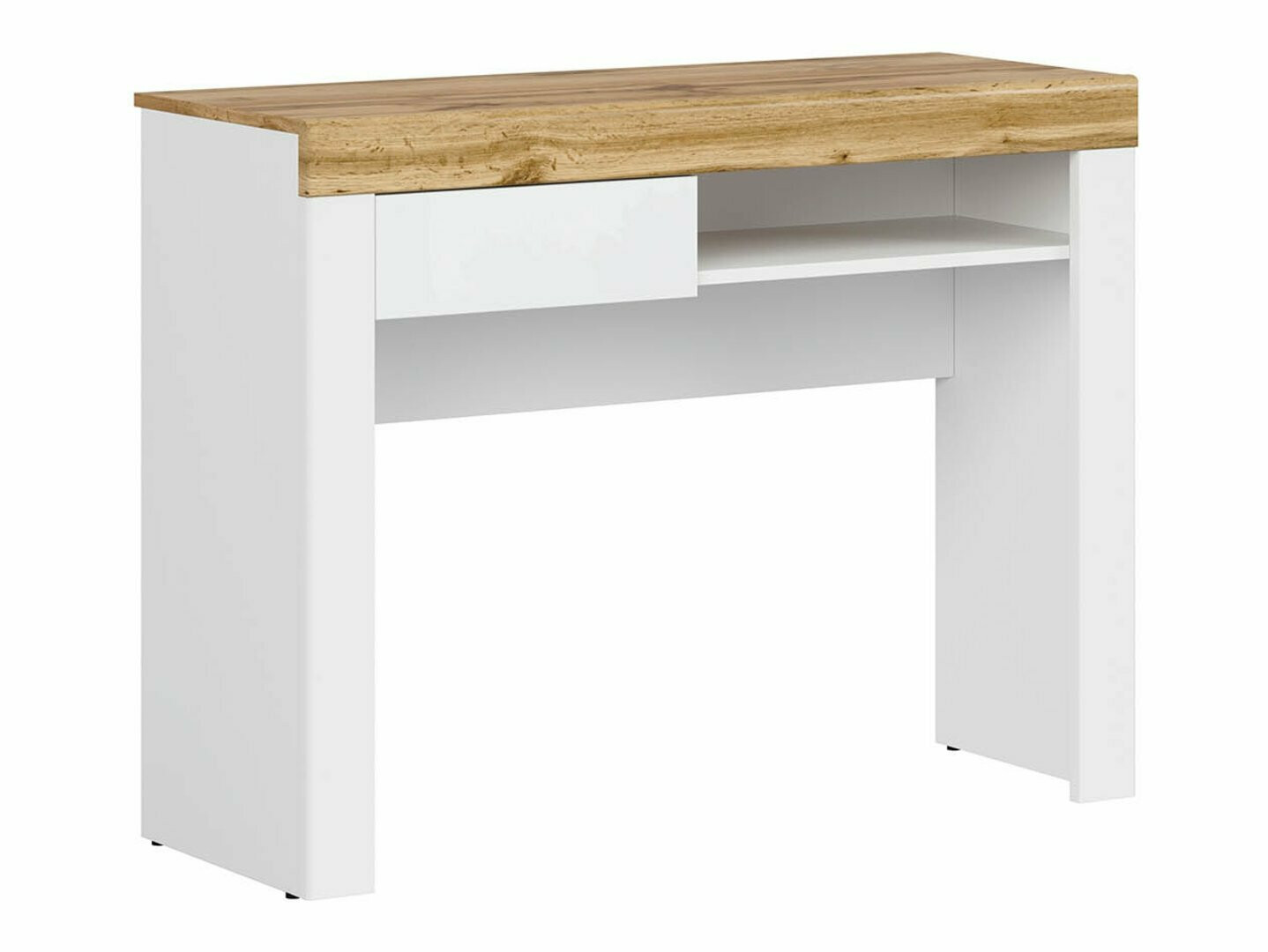 Työpöytä Sonsoru 131 (Valkoinen + Kiiltävä valkoinen + Wotan tammi)