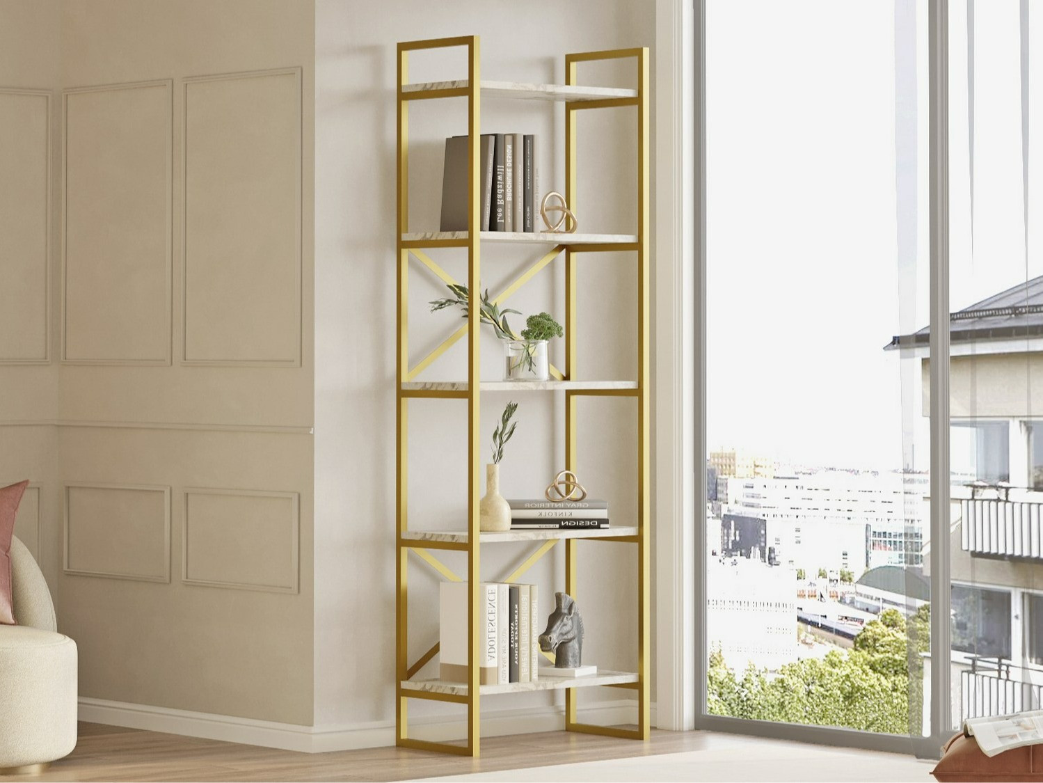 Hylly Kailua 2088 (Valkoinen marmori + Kultainen)