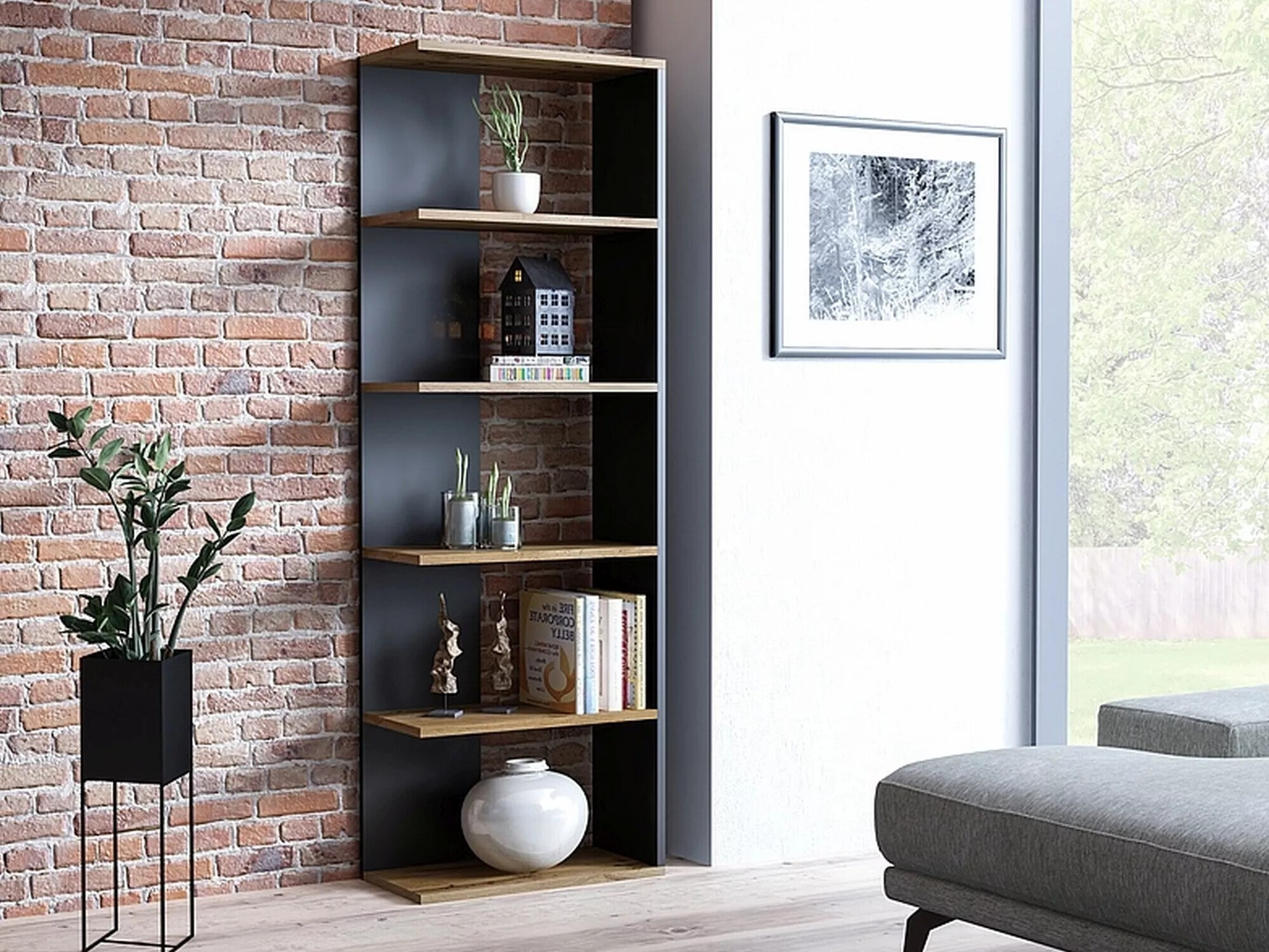 Hylly Detroit 151 (Musta + Wotan tammi)