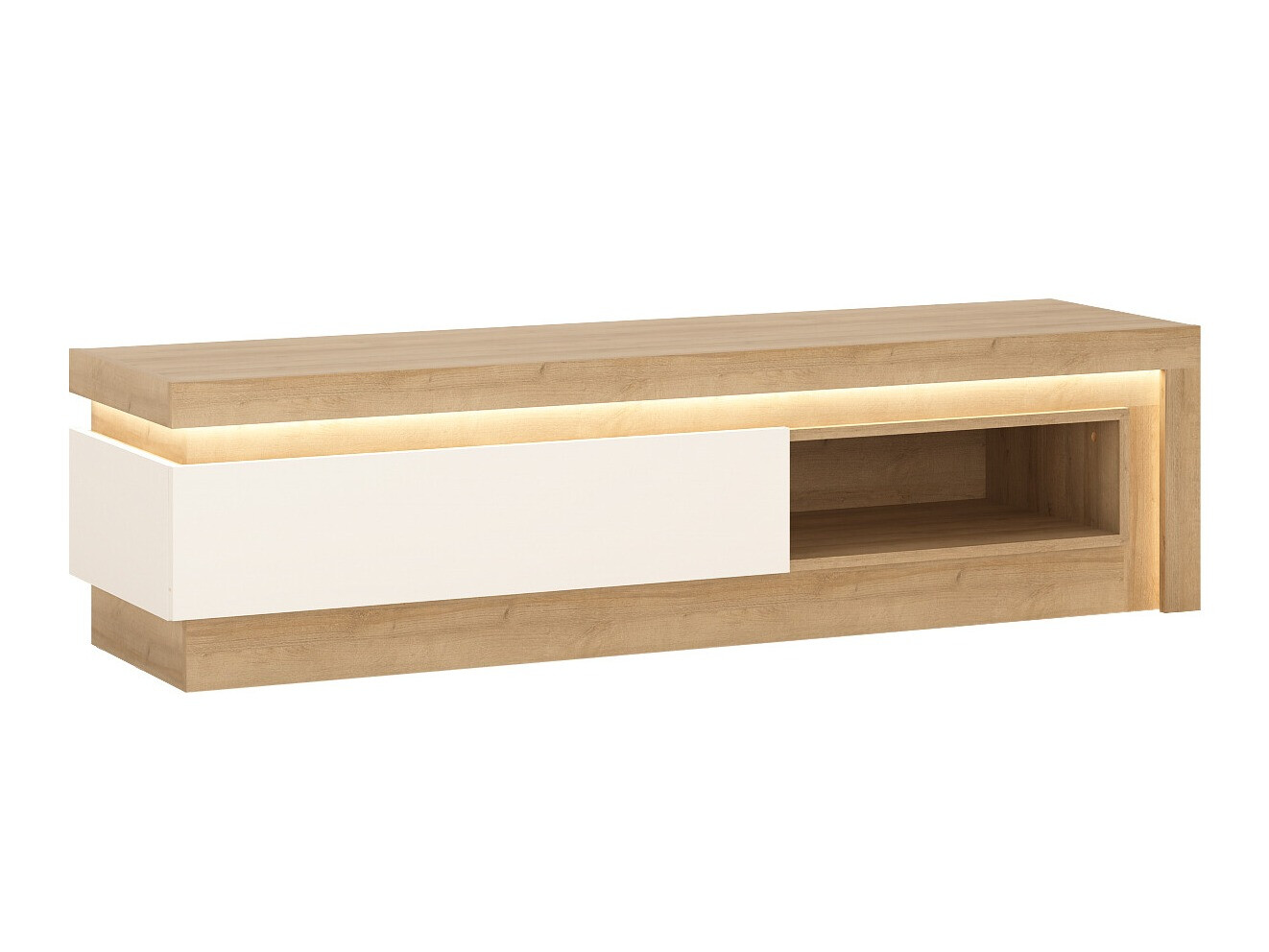 TV-taso Feldeli 102 (Riviera tammi + Kiiltävä valkoinen)