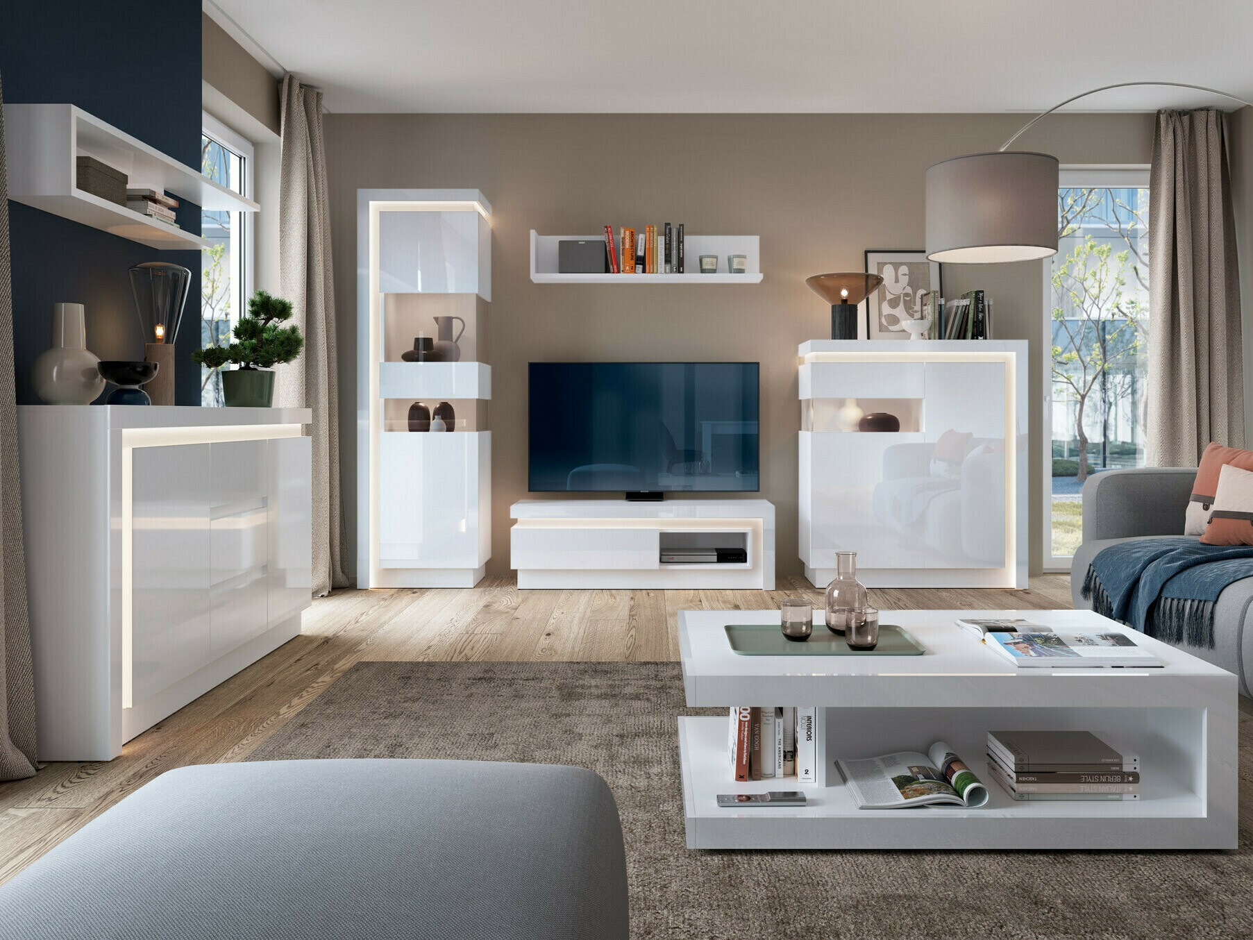 Hylly Feldeli 111 (Valkoinen + Kiiltävä valkoinen)