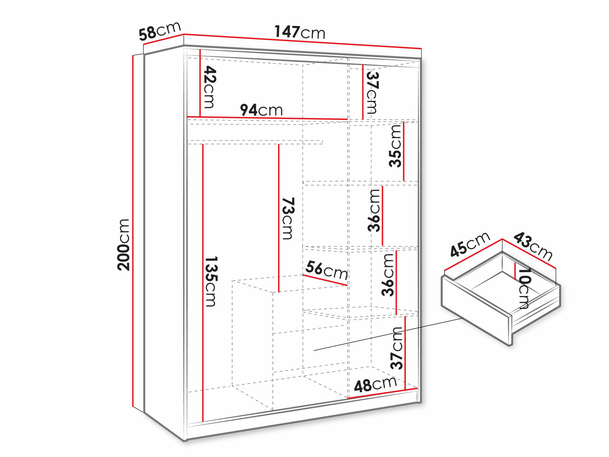 Vaatekaappi Rosa (Violetti)