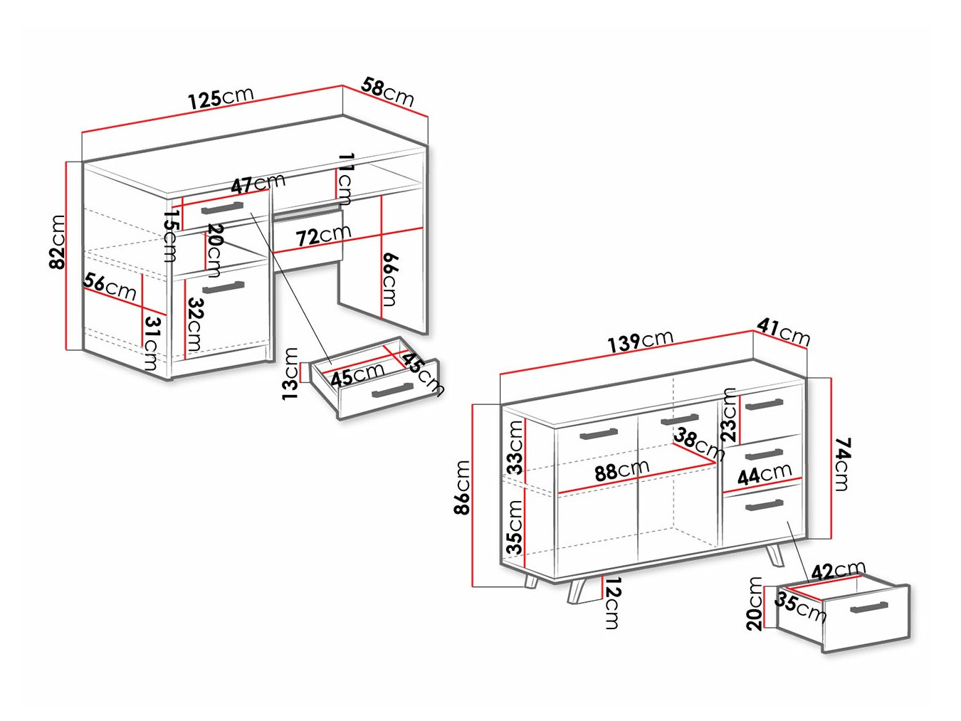 Huonekalusetti Rosa (Violetti)