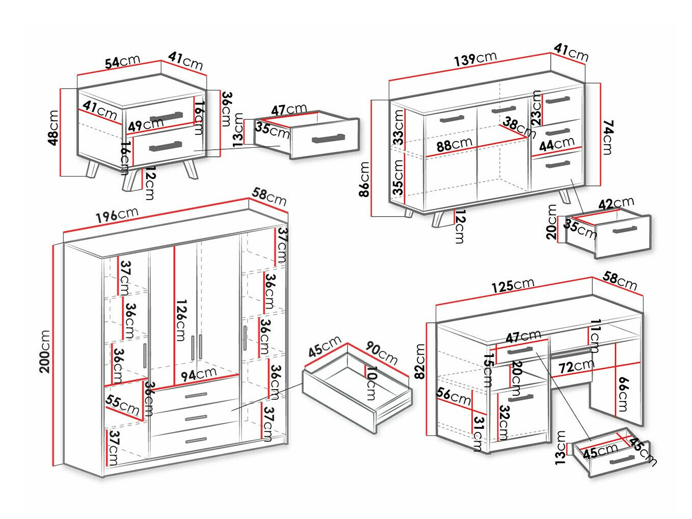 Huonekalusetti Delbalo 106 (Violetti)